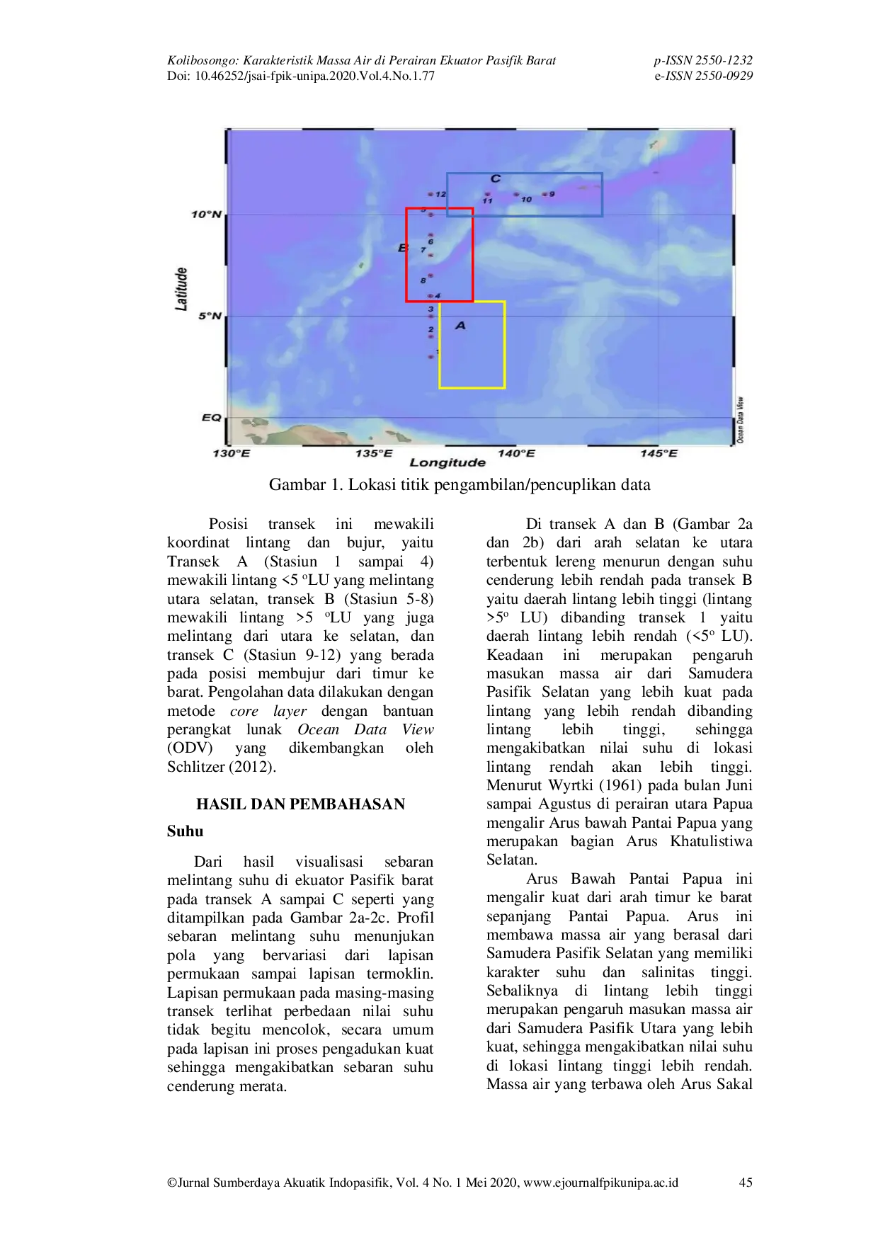 JURIS Karateristik Massa Air di Perairan Ekuator Pasifik Barat pada Bulan Agustus 2018
