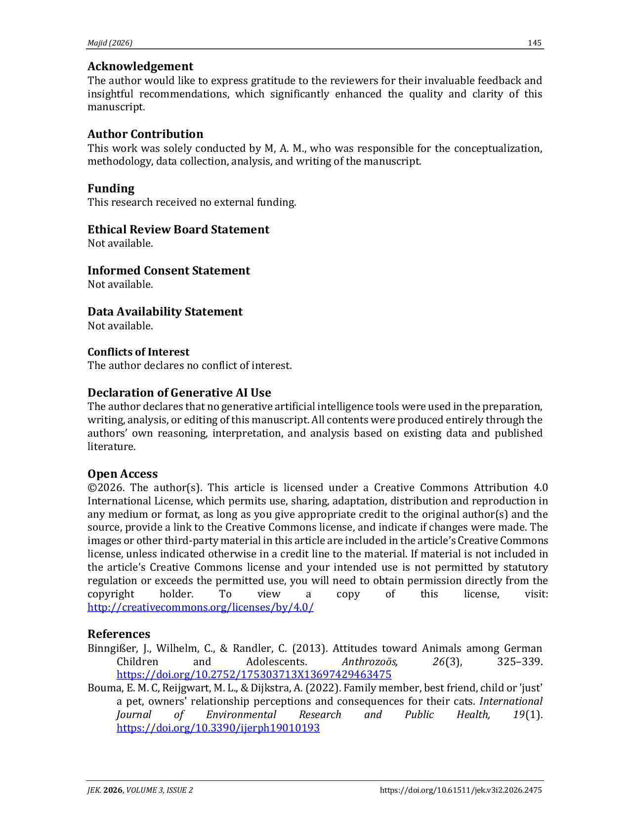 JURIS Pet ownership Their interactions towards pets and perceptions of animal welfare in zoos