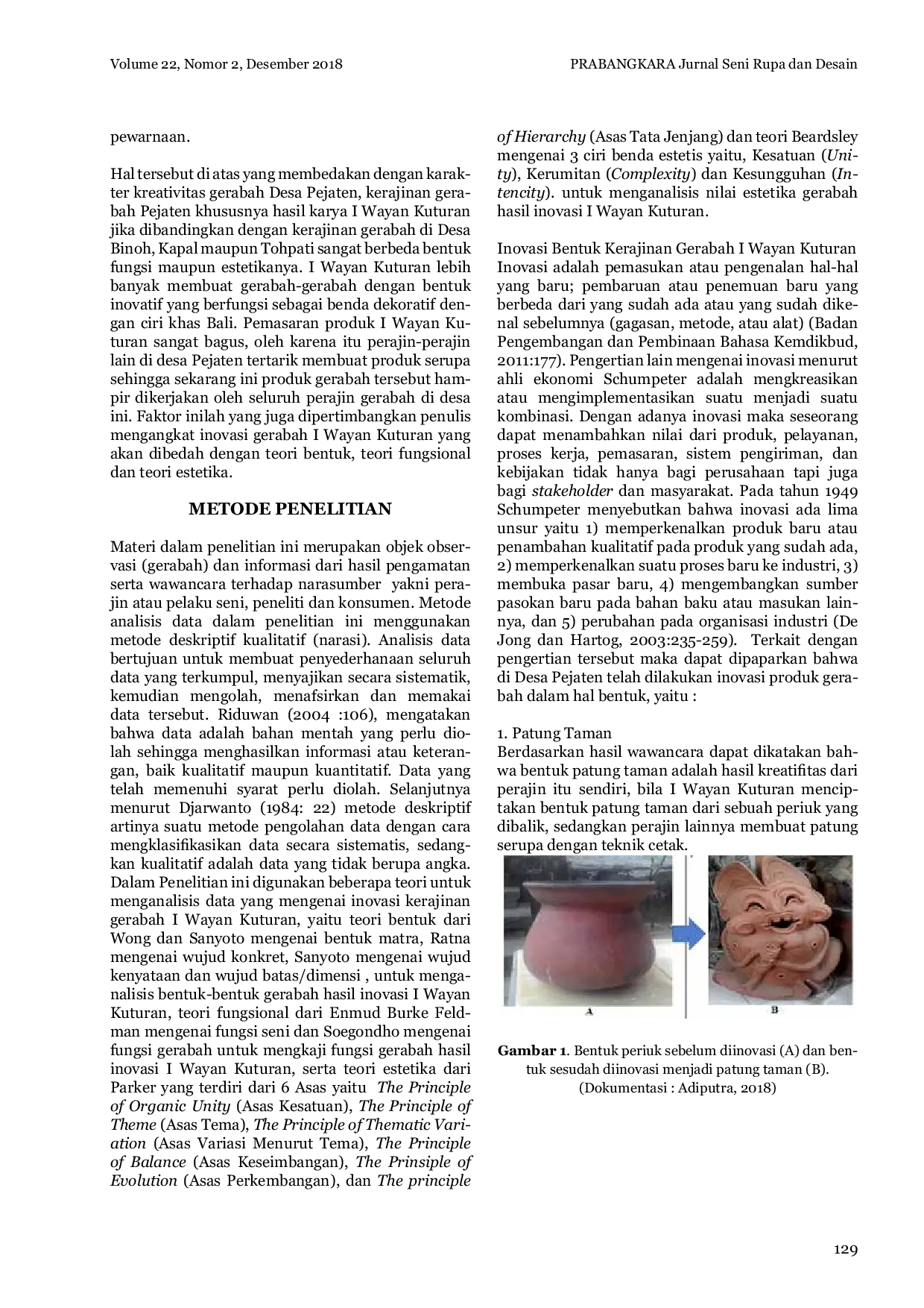 JURIS Inovasi Kerajinan Gerabah I Wayan Kuturan Di Desa Pejaten Kecamatan Kediri Kabupaten Tabanan Provinsi Bali