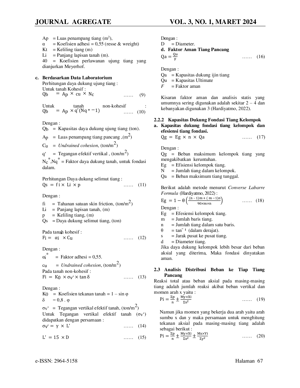 JURIS Tinjauan Fondasi Tiang Pancang Pada Bangunan RTMC Polda Maluku