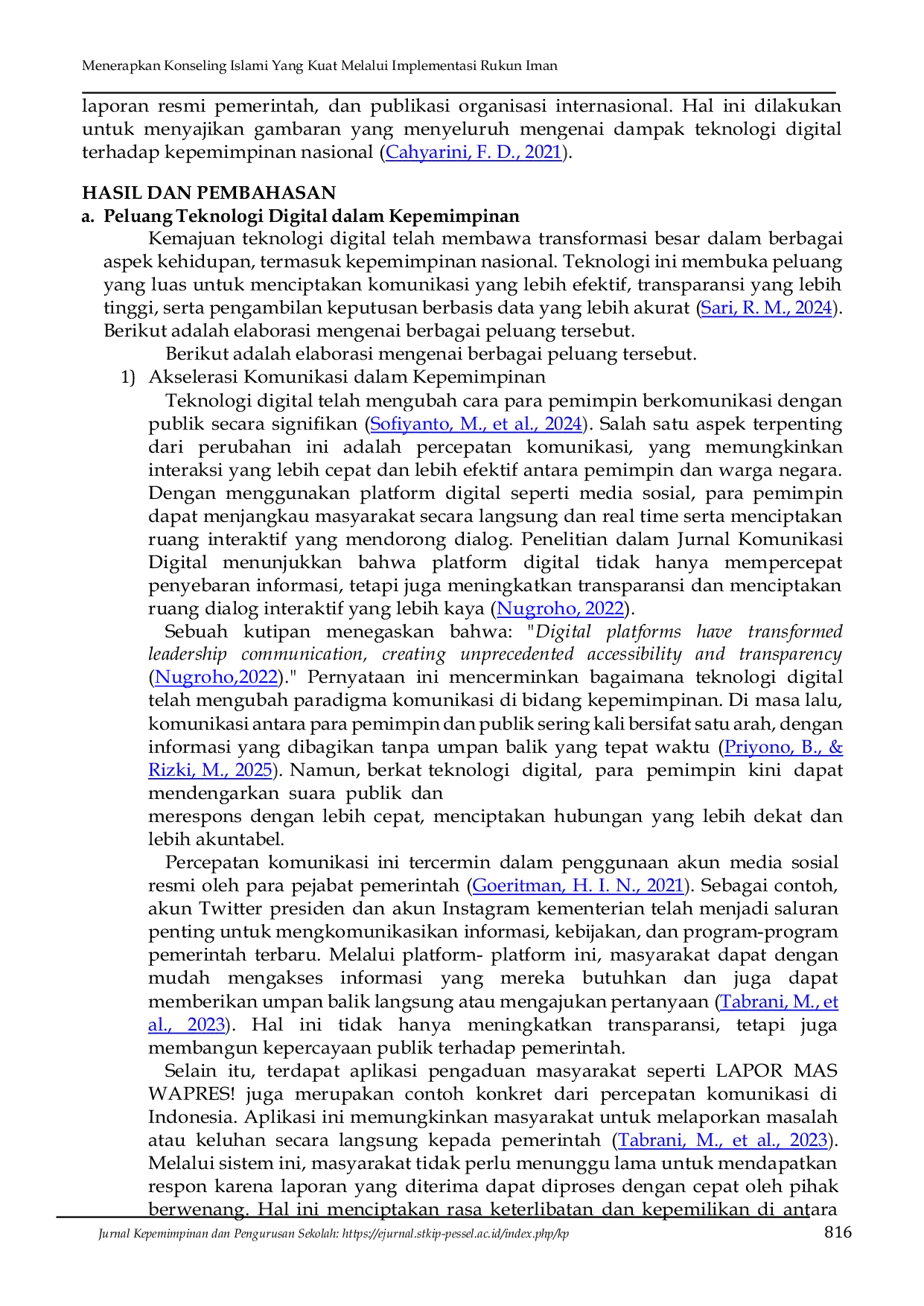 JURIS Dampak Teknologi Digital Terhadap Kepemimpinan Nasional Peluang dan Tantangan