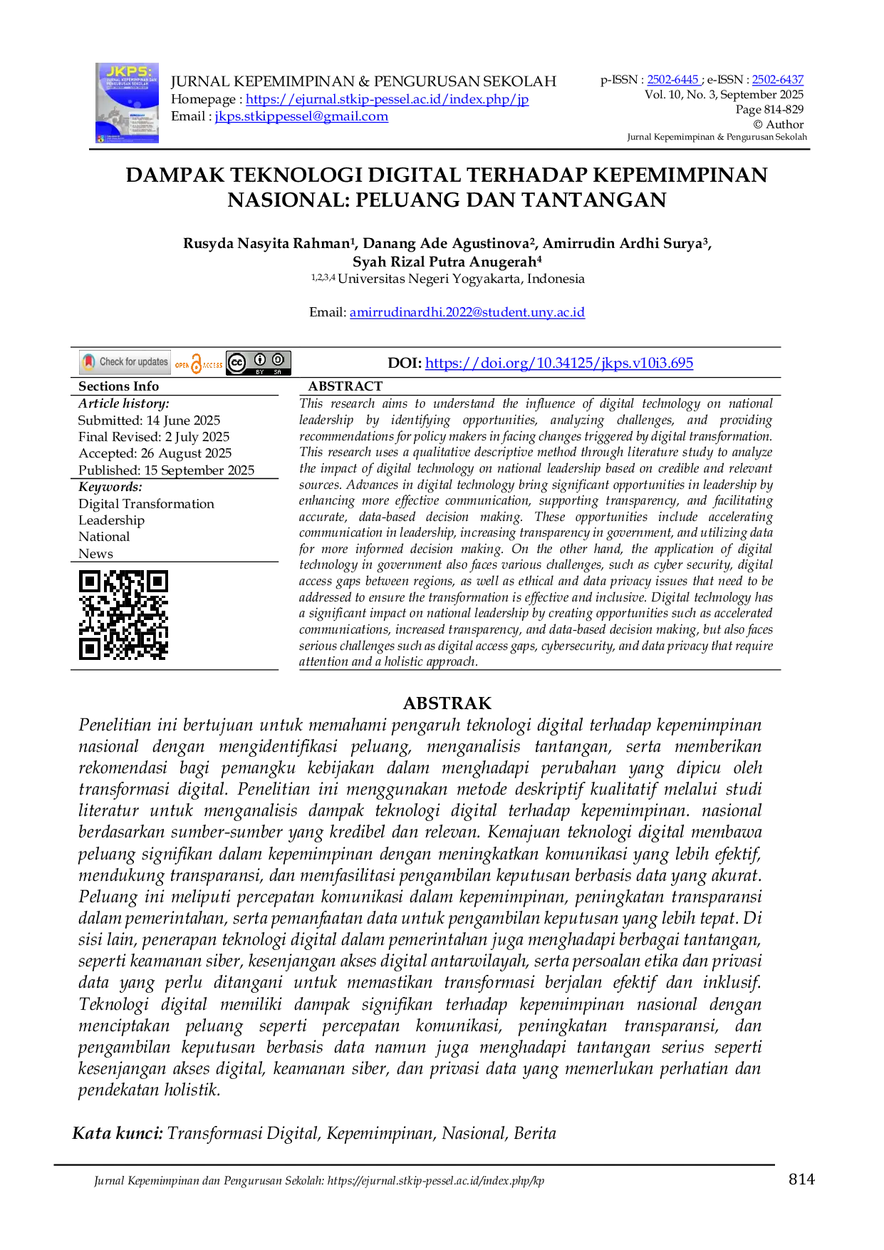 JURIS Dampak Teknologi Digital Terhadap Kepemimpinan Nasional Peluang dan Tantangan