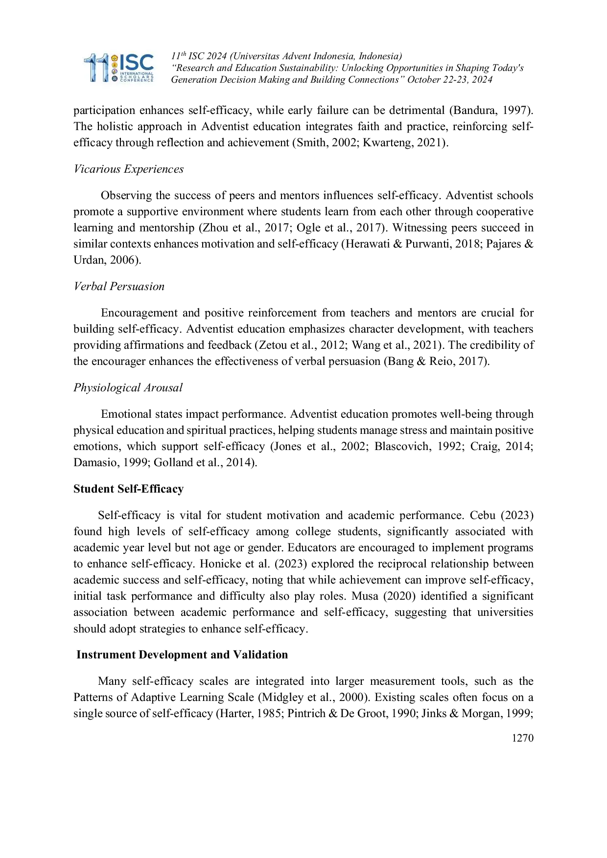 JURIS Development And Validation of Self efficacy Scale In Adventist Education