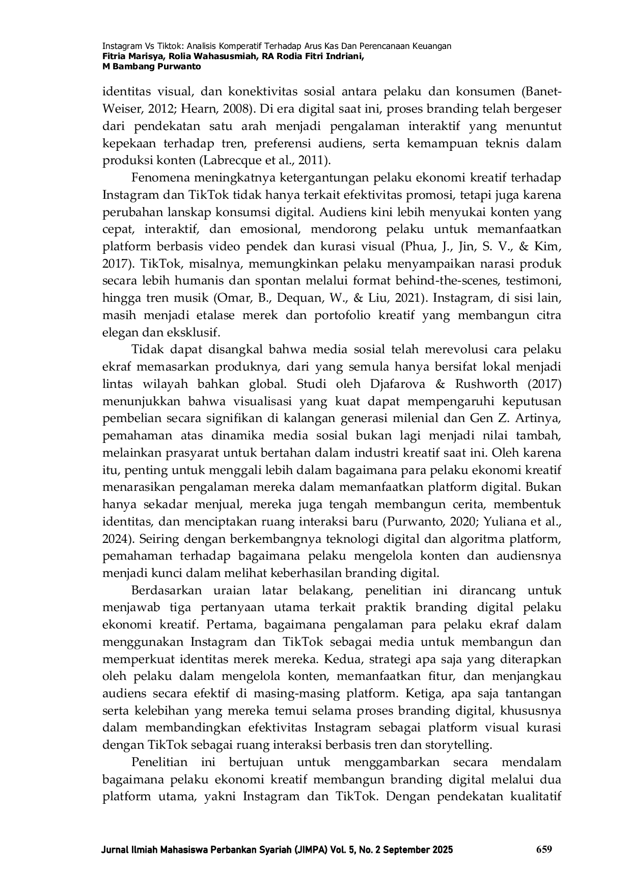 JURIS Instagram Vs Tiktok Analisis Komperatif Terhadap Arus Kas Dan Perencanaan Keuangan