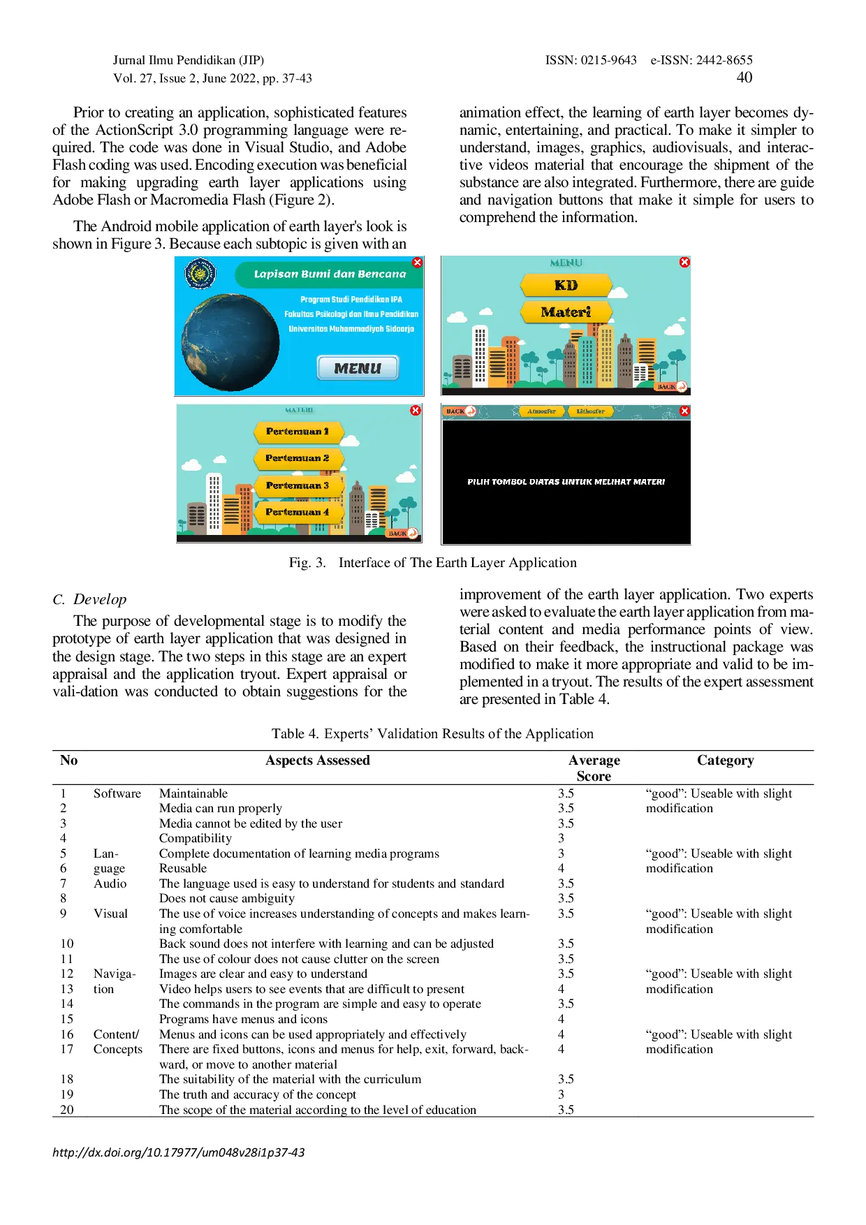 JURIS Designing Android based Mobile Application for Earth Layer Learning at Junior High School