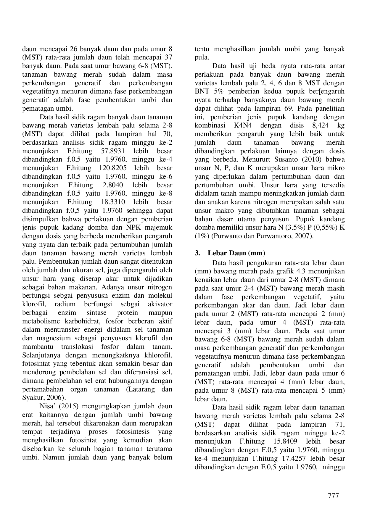 JURIS Pengaruh Pemberian Berbagai Dosis Pupuk Kandang Domba dan NPK Terhadap Produktivitas Bawang Merah Varietas Lembah Palu dan Pemanfaatannya Sebagai Sumber Belajar