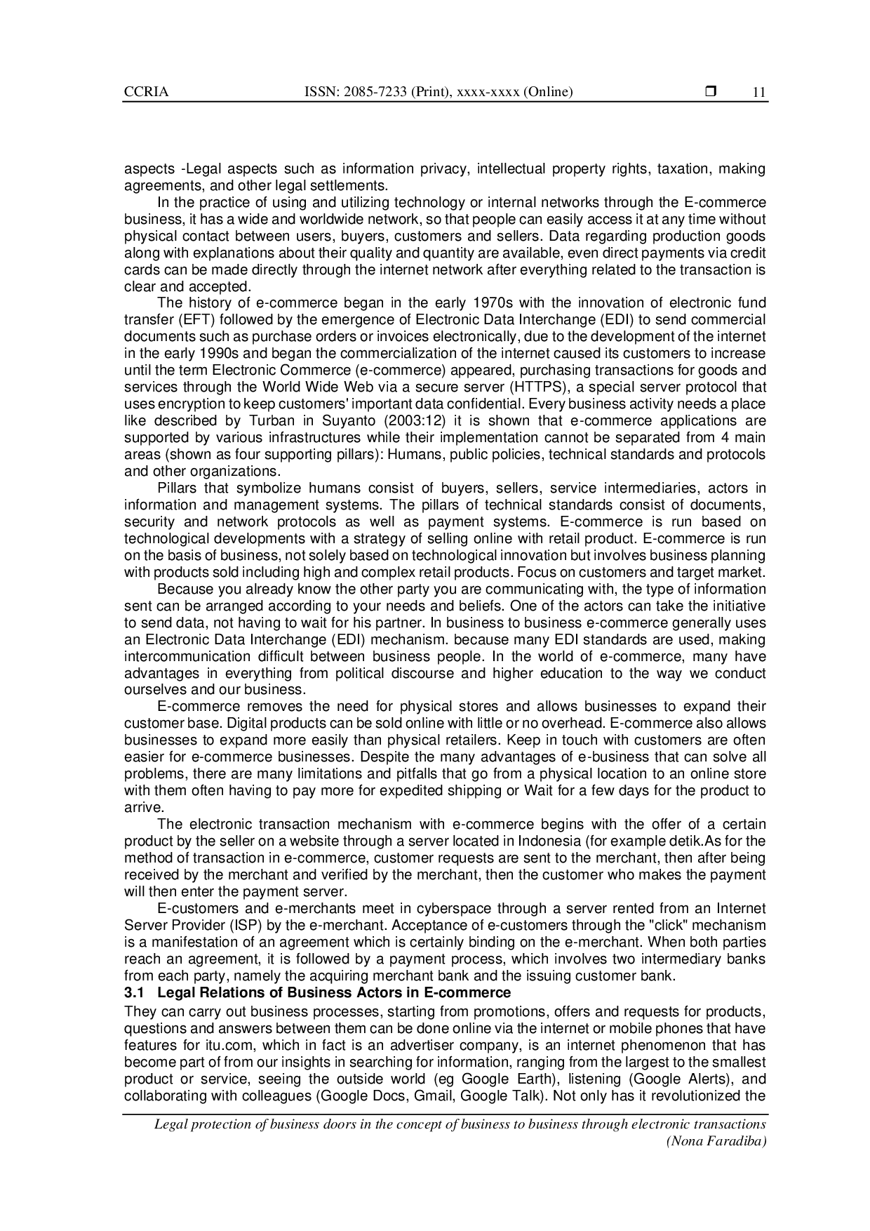 JURIS Legal protection of business doors in the concept of business to business through electronic transactions