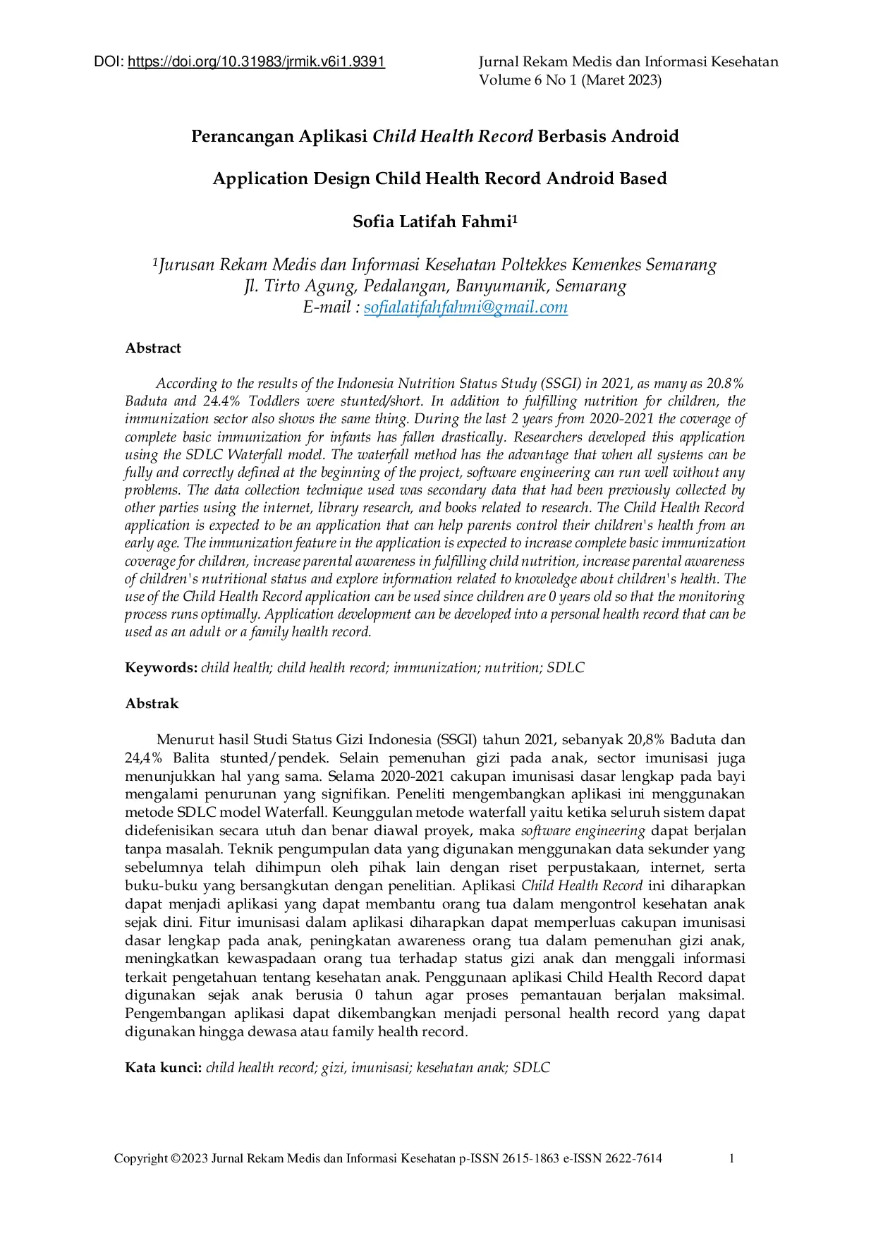 JURIS Perancangan Aplikasi Child Health Record Berbasis Android