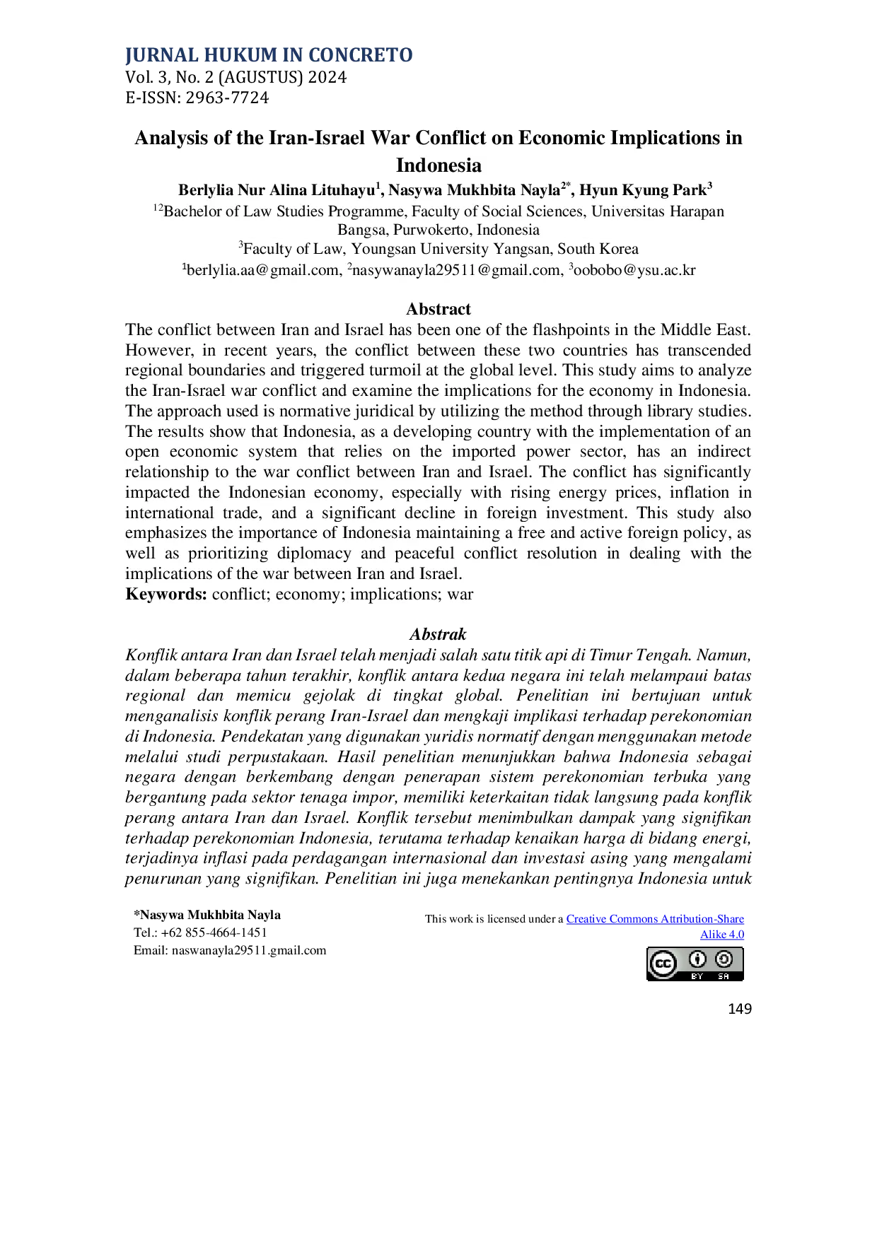 JURIS Analysis of the Iran Israel War Conflict on Economic Implications in Indonesia