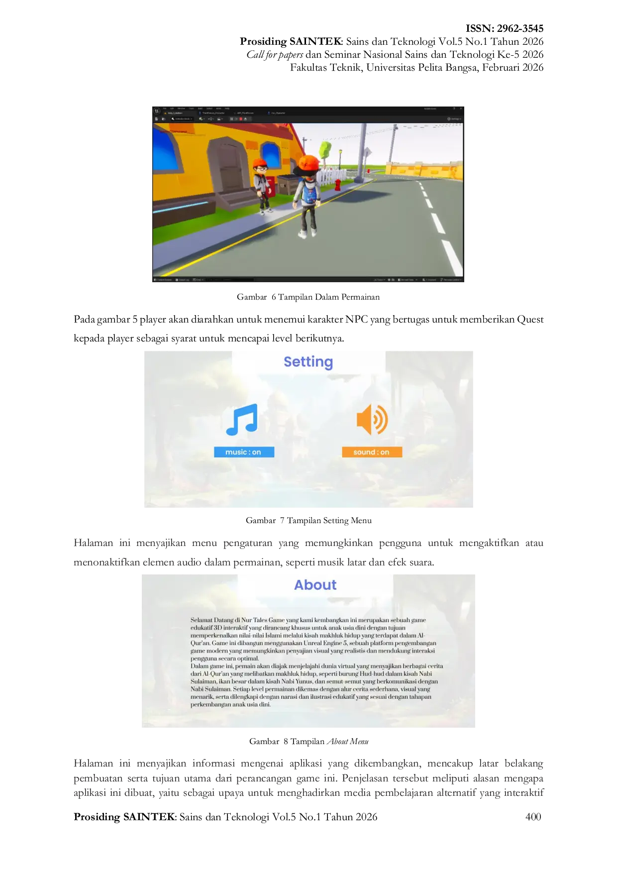JURIS Pengembangan Game 3D Interaktif Berbasis Unreal Engine sebagai Edukasi Nilai Islami melalui Kisah Kisah yang Terdapat di dalam Al Qur an bagi Anak Usia Dini