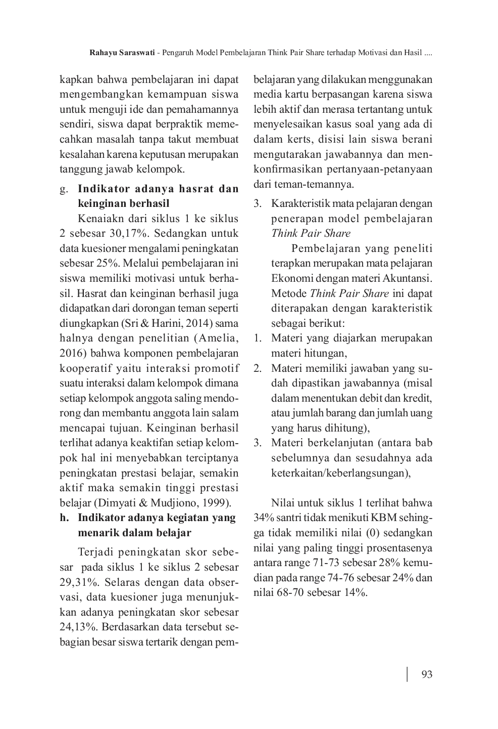 JURIS Pengaruh Model Pembelajaran Think Pair Share Terhadap Motivasi Dan Hasil Belajar Pelajaran Ekonomi