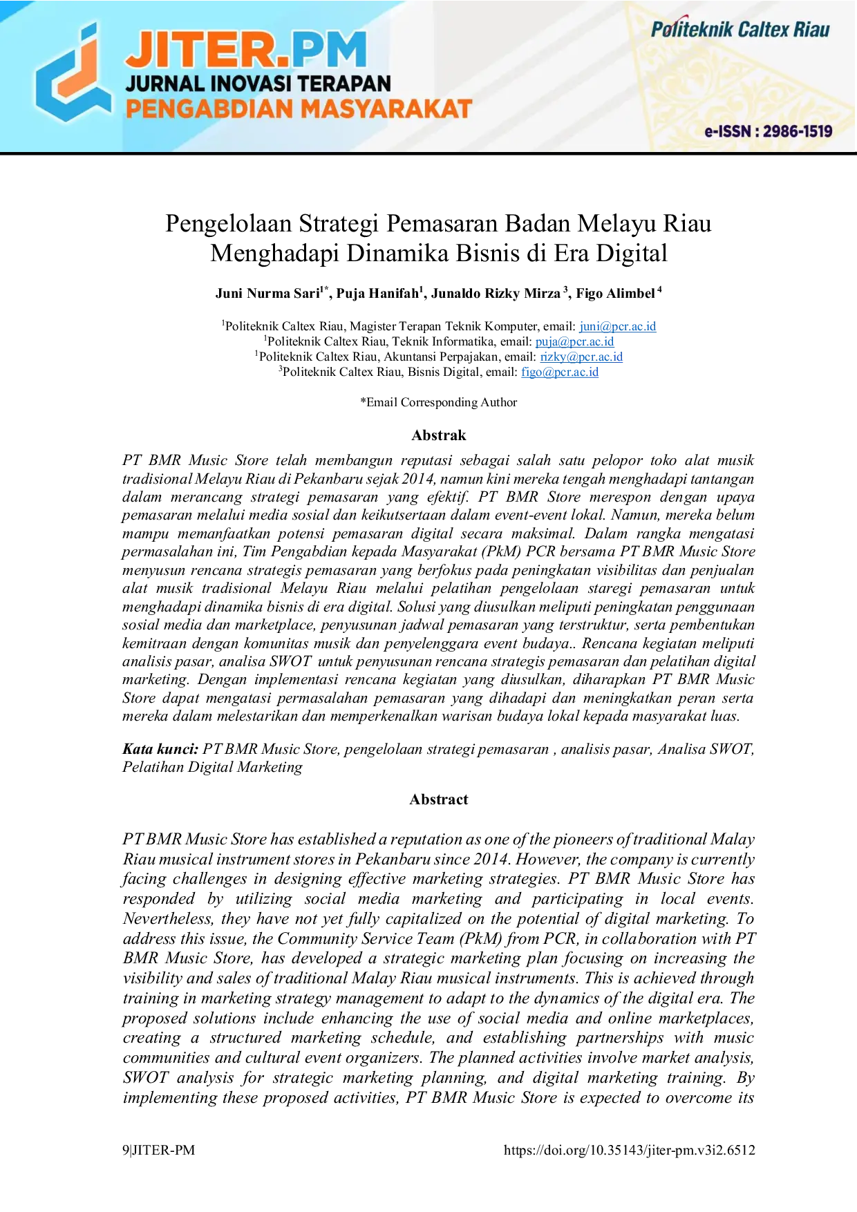 JURIS Pengelolaan Strategi Pemasaran Badan Melayu Riau Menghadapi Dinamika Bisnis di Era Digital