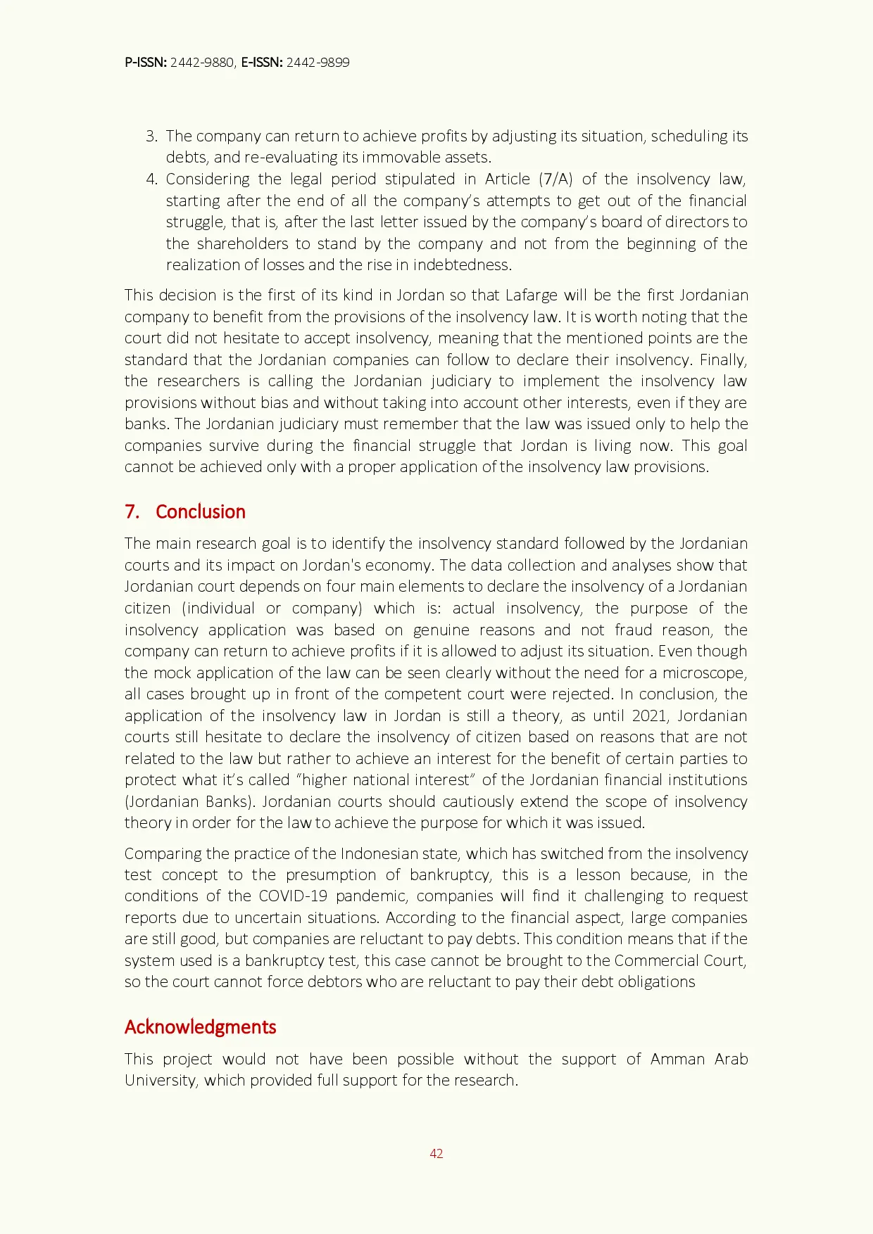 juris The Mock Application of the Insolvency Law by the Jordanian Courts Lessons Learnt from Indonesia