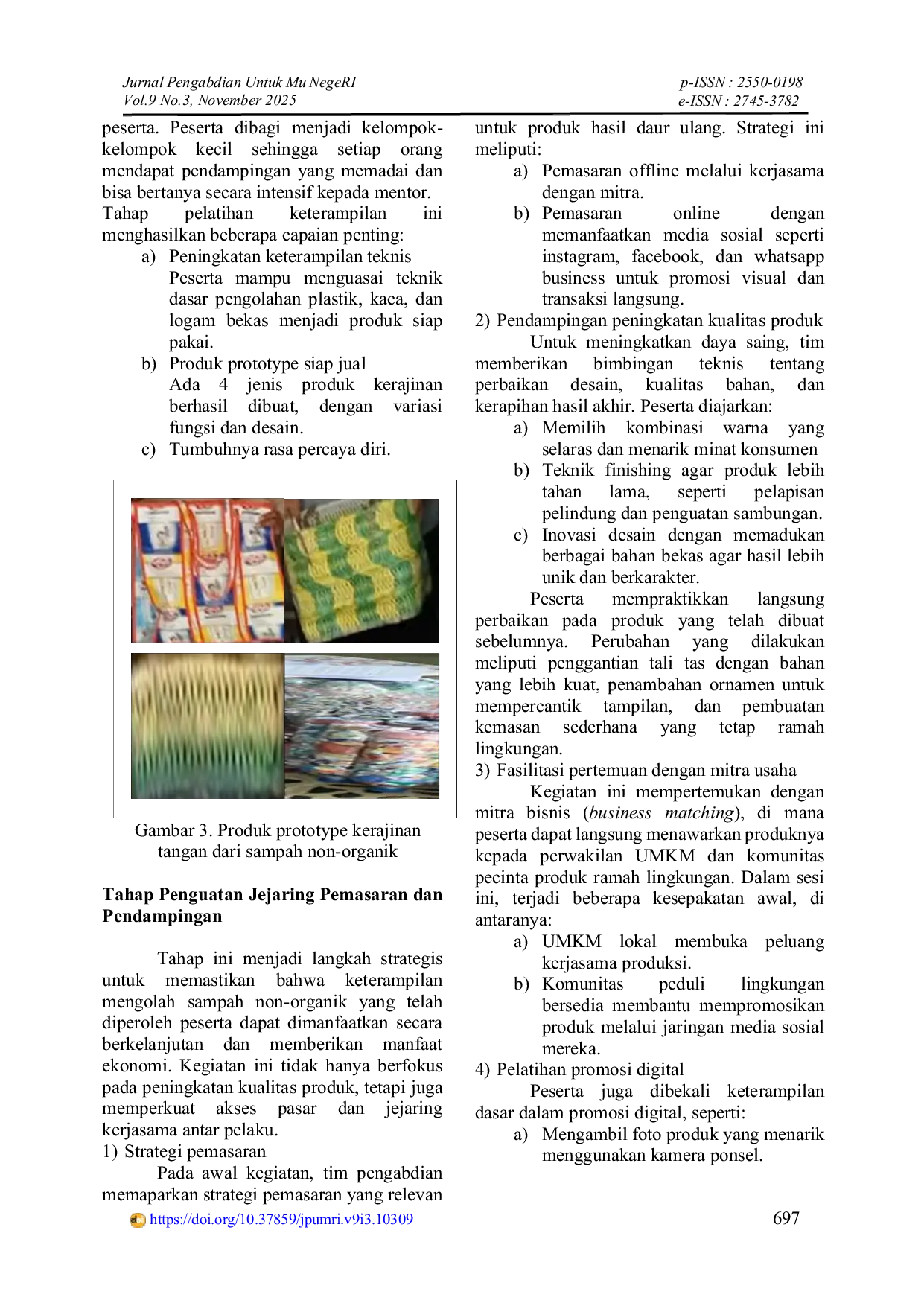 JURIS Edukasi Dan Pelatihan Pengelolaan Sampah Non Organik Di Kelurahan Meranti Pandak Kecamatan Rumbai Pesisir Kota Pekanbaru