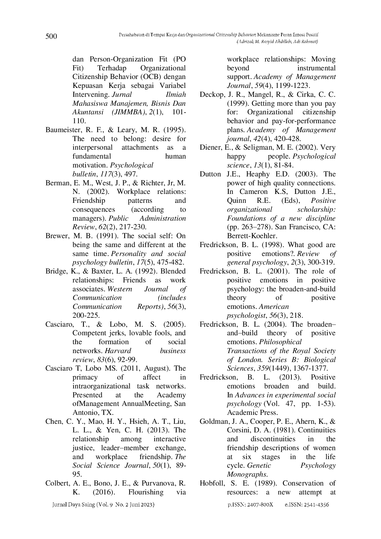 juris Persahabatan di Tempat Kerja dan Organizational Citizenship Behavior Mekanisme Peran Emosi Positif