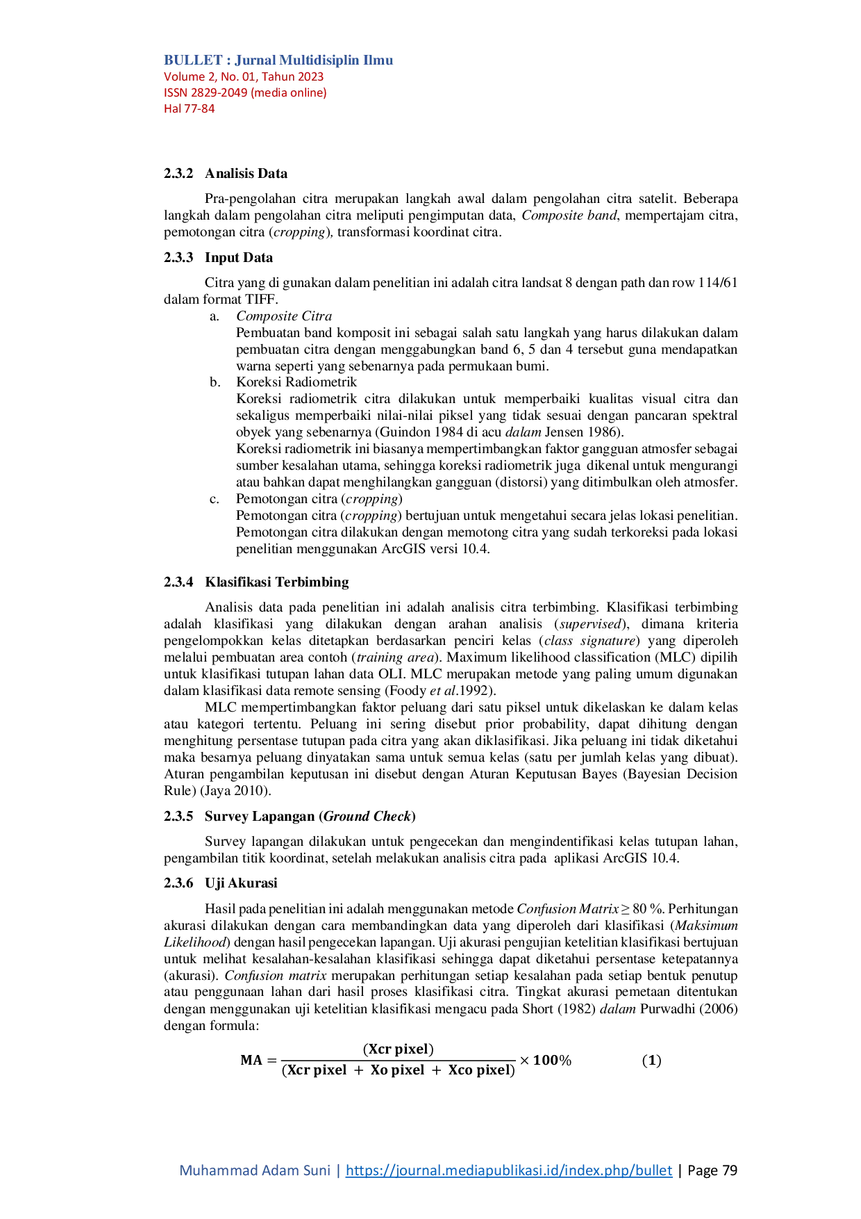 JURIS Analisis Perubahan Tutupan Lahan di Hutan Produksi Terbatas Kecamatan Kulawi Kabupaten Sigi