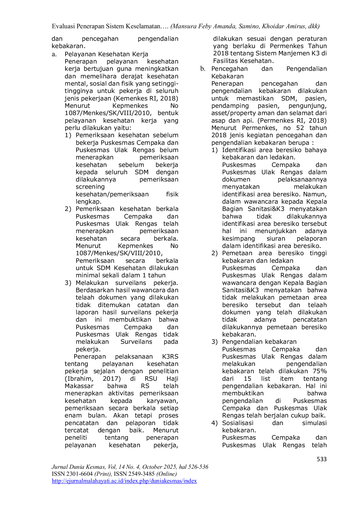 JURIS Evaluasi Penerapan Sistem Keselamatan Gedung C Universitas Abulyatama Aceh