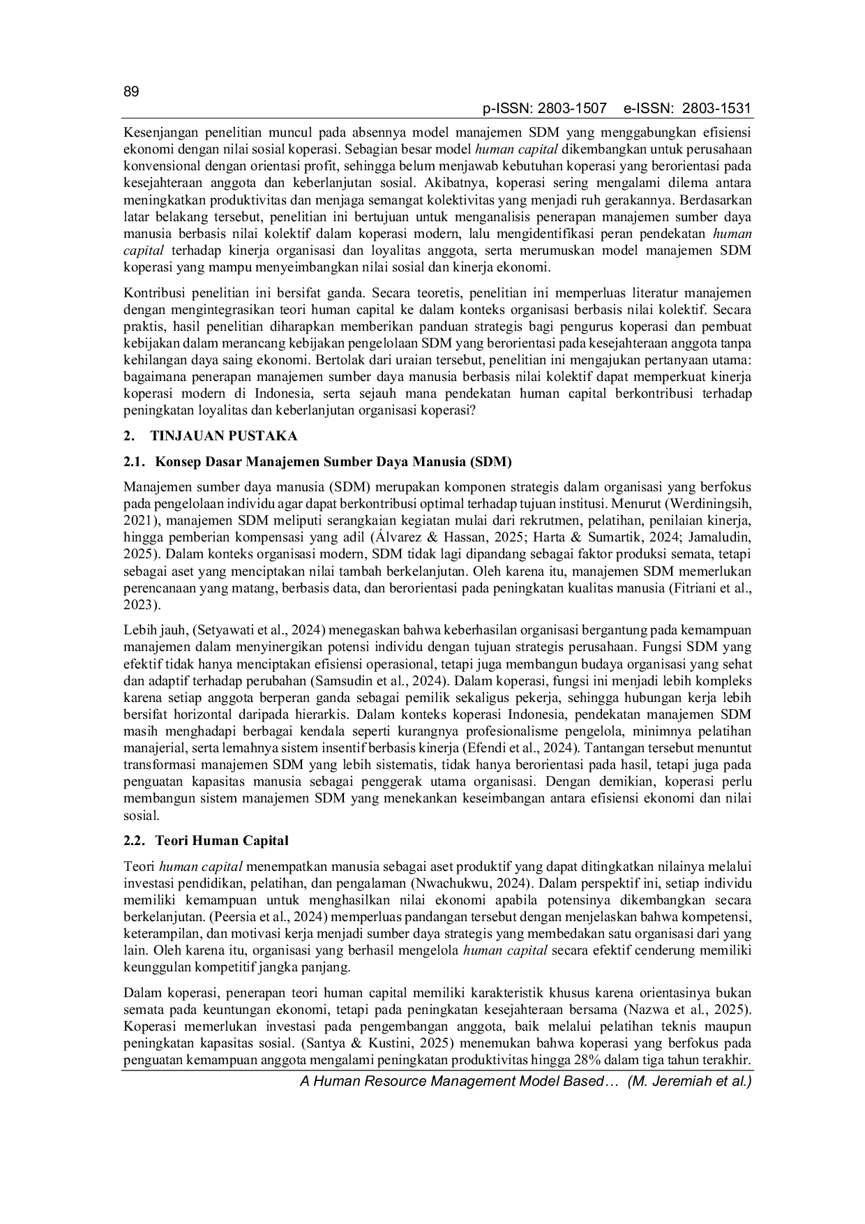 JURIS A Human Resource Management Model Based on Collective Values in Strengthening the Performance of Modern Cooperatives in Indonesia