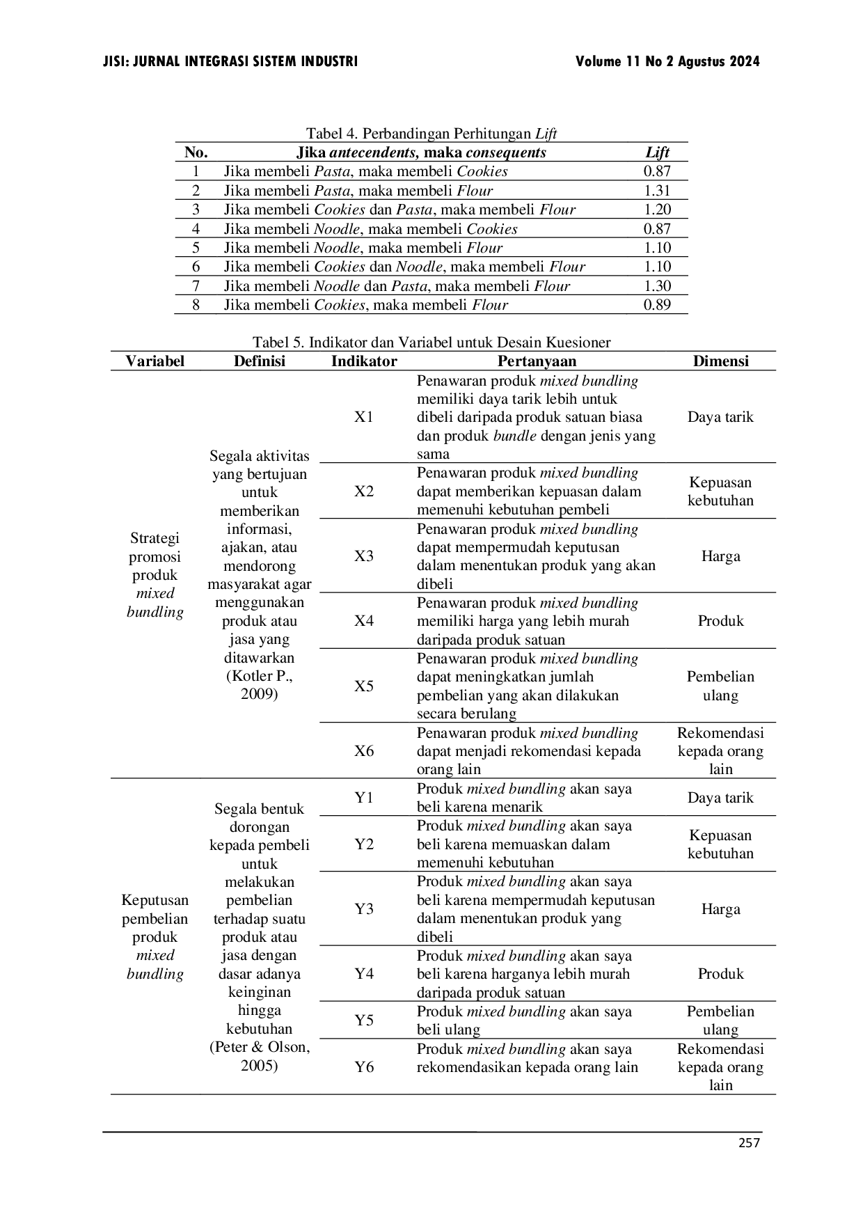 JURIS Implementasi Algoritma Apriori Untuk Peningkatan Penjualan Produk Makanan Kemasan Sehat Melalui Strategi Mixed Bundling