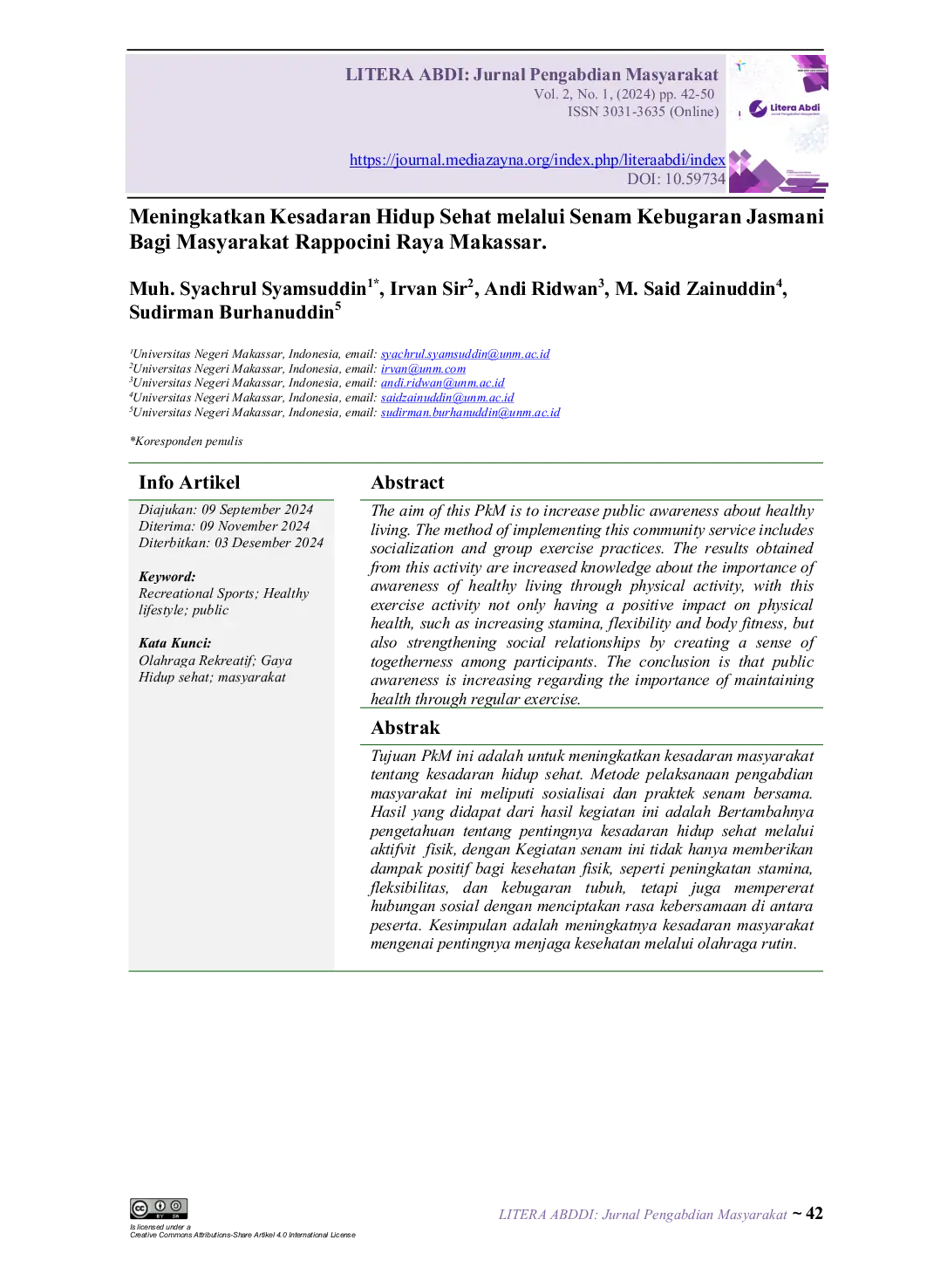 JURIS Meningkatkan Kesadaran Hidup Sehat melalui Senam Kebugaran Jasmani Bagi Masyarakat Rappocini Raya Makassar