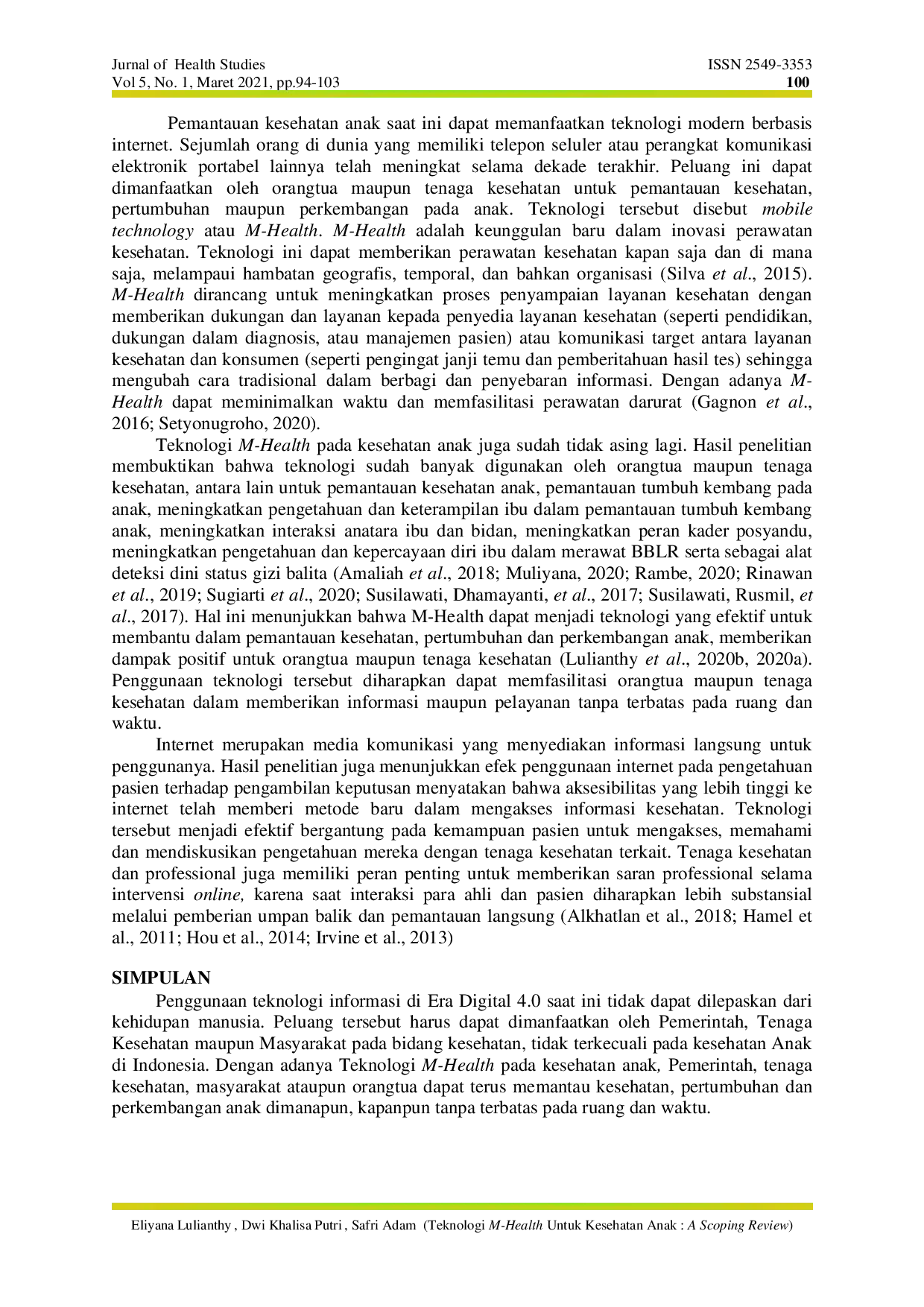 juris Teknologi M Health Untuk Kesehatan Anak A Scoping Review