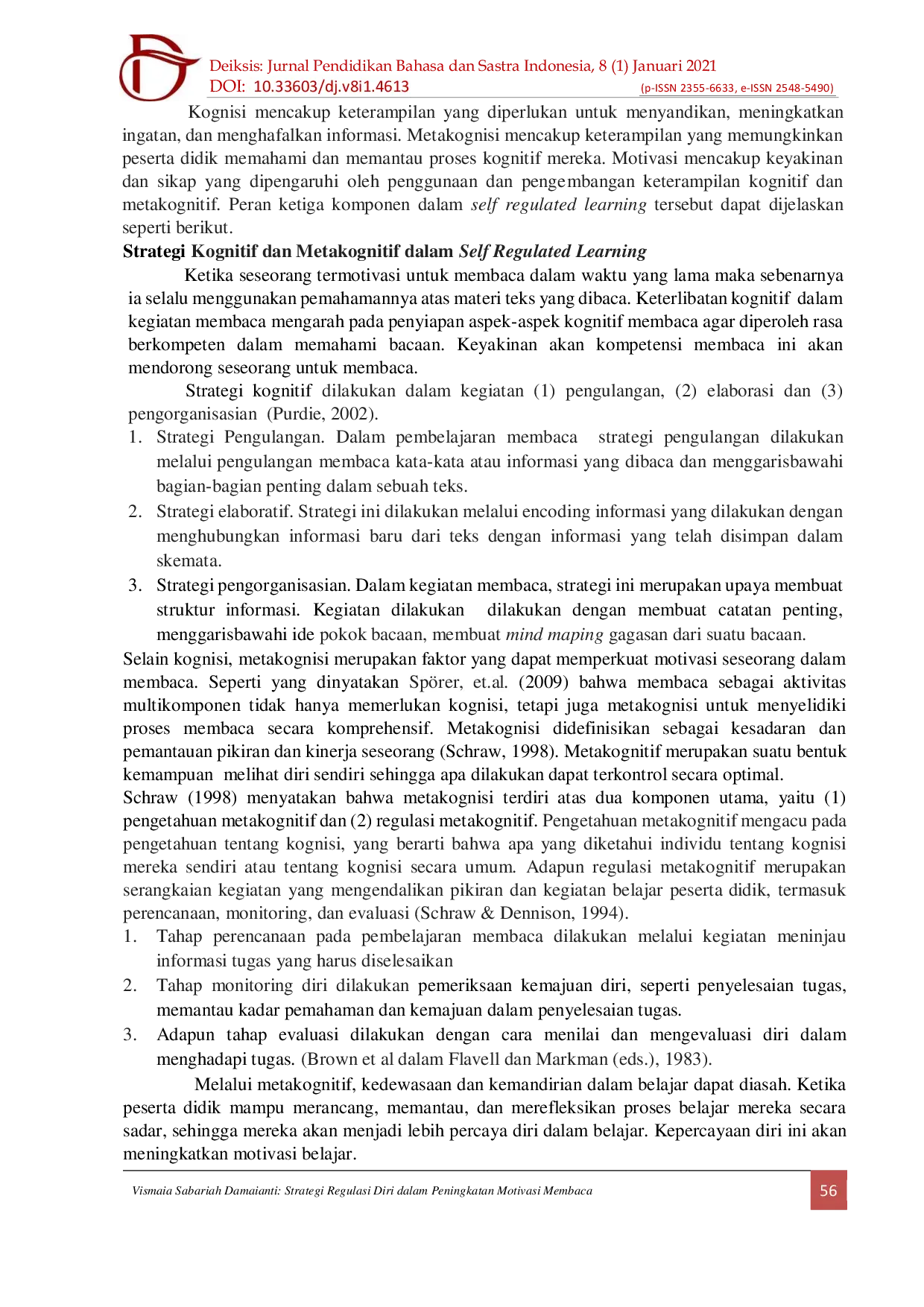 JURIS Strategi Regulasi Diri dalam Peningkatan Motivasi Membaca