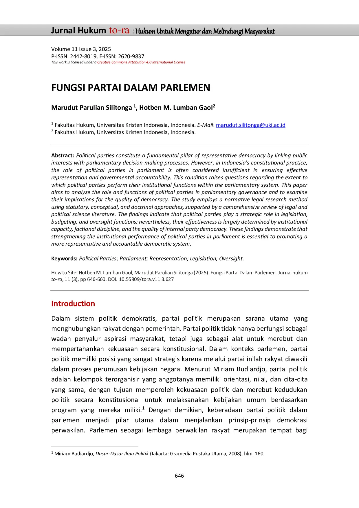 JURIS Fungsi Partai Dalam Parlemen