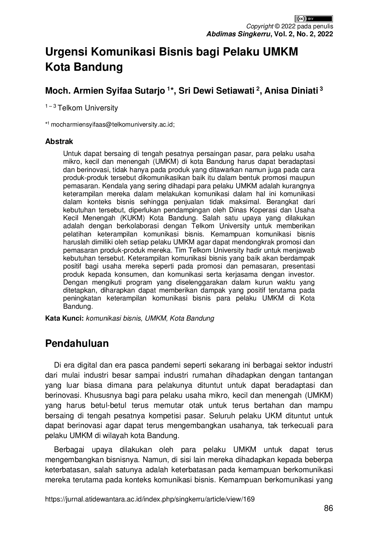 JURIS Urgensi Komunikasi Bisnis bagi Pelaku UMKM Kota Bandung