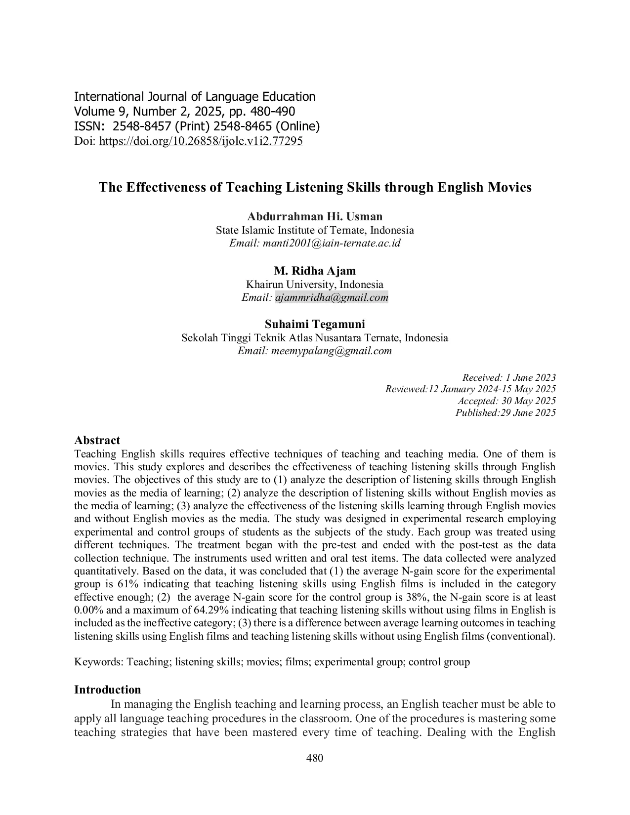 JURIS The Effectiveness of Teaching Listening Skills through English Movies