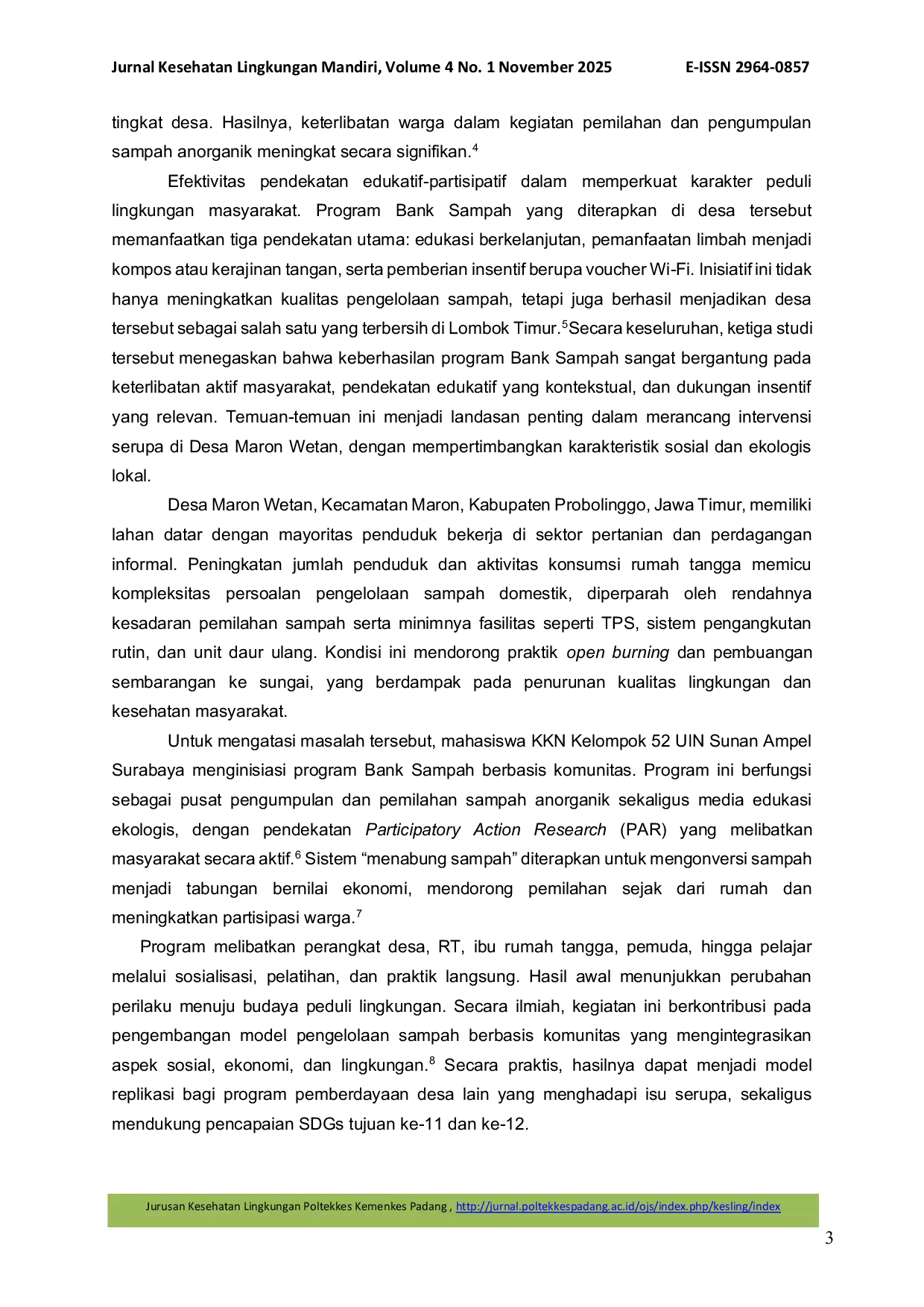 JURIS Edukasi Pemilahan Sampah Melalui Program Bank Sampah di Desa Maron Wetan