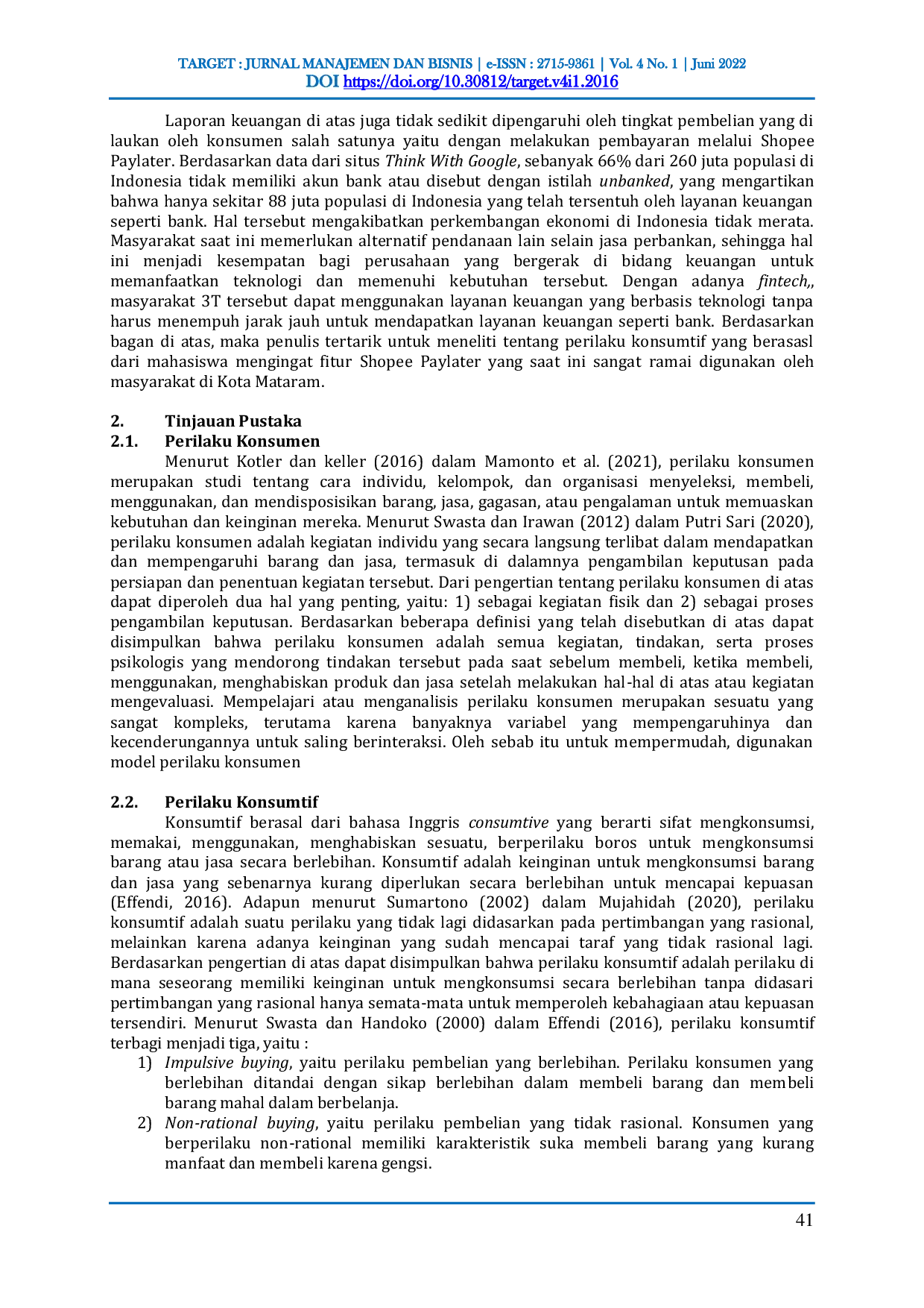 JURIS Pengaruh Fitur Shopee Paylater terhadap Perilaku Konsumtif Mahasiswa Universitas Mataram