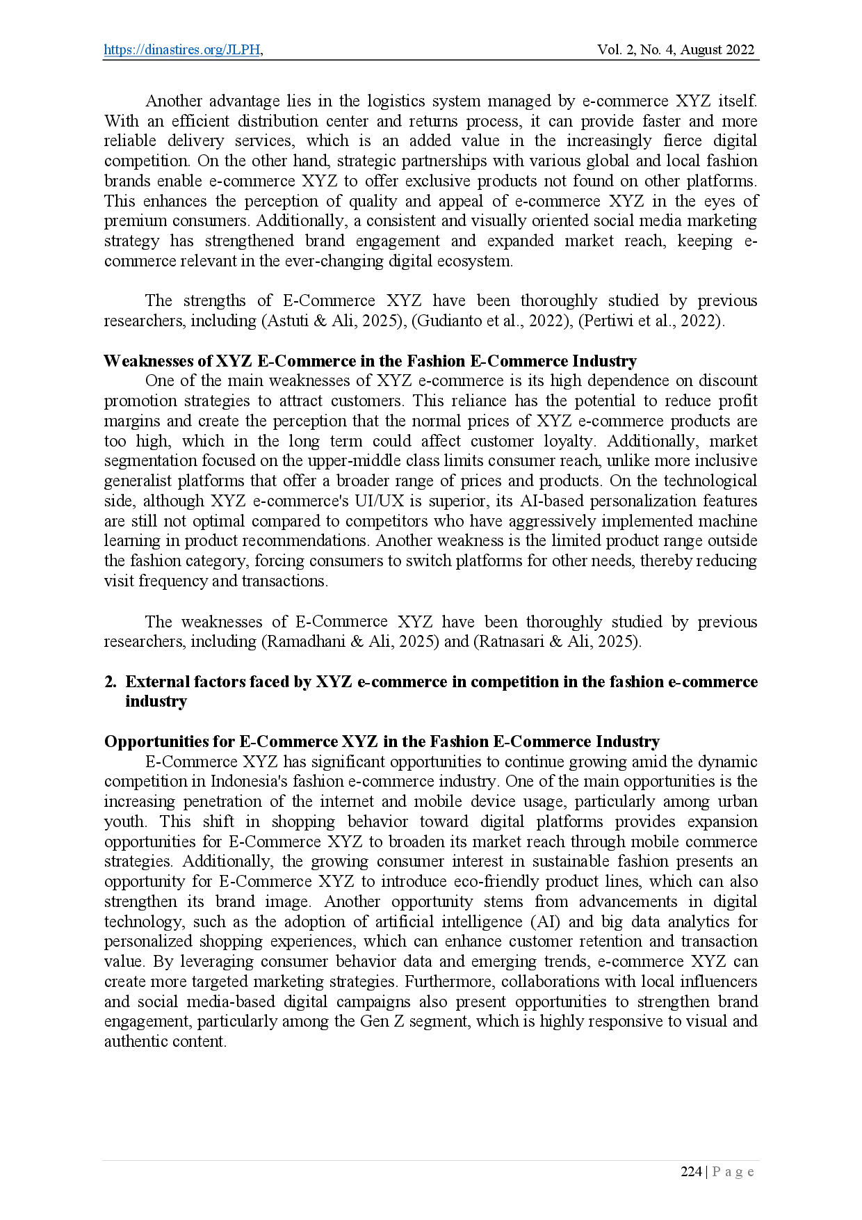 juris SWOT Analysis and SO ST WO and WT Strategies in XYZ E Commerce