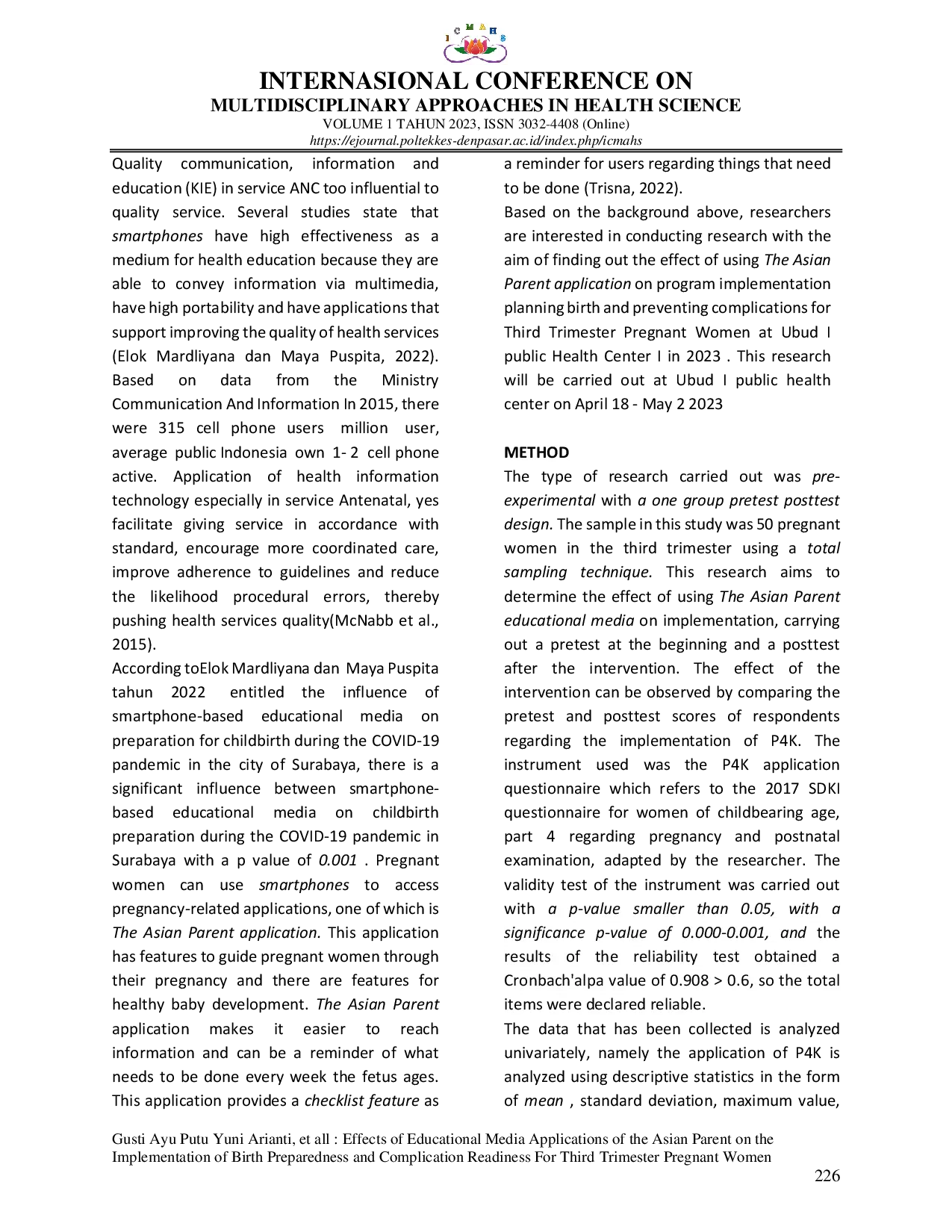 JURIS Effects Of Educational Media Applications Of The Asian Parent On The Implementation Of Birth Preparedness And Complication Readiness For Third Trimester Pregnant Women