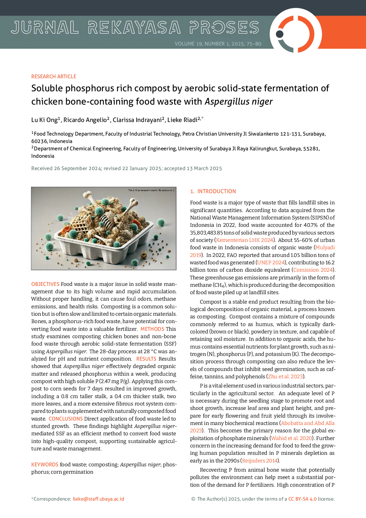 JURIS Soluble Phosphorus Rich Compost by Aerobic Solid State Fermentation of Chicken Bone Containing Food Waste with Aspergillus niger