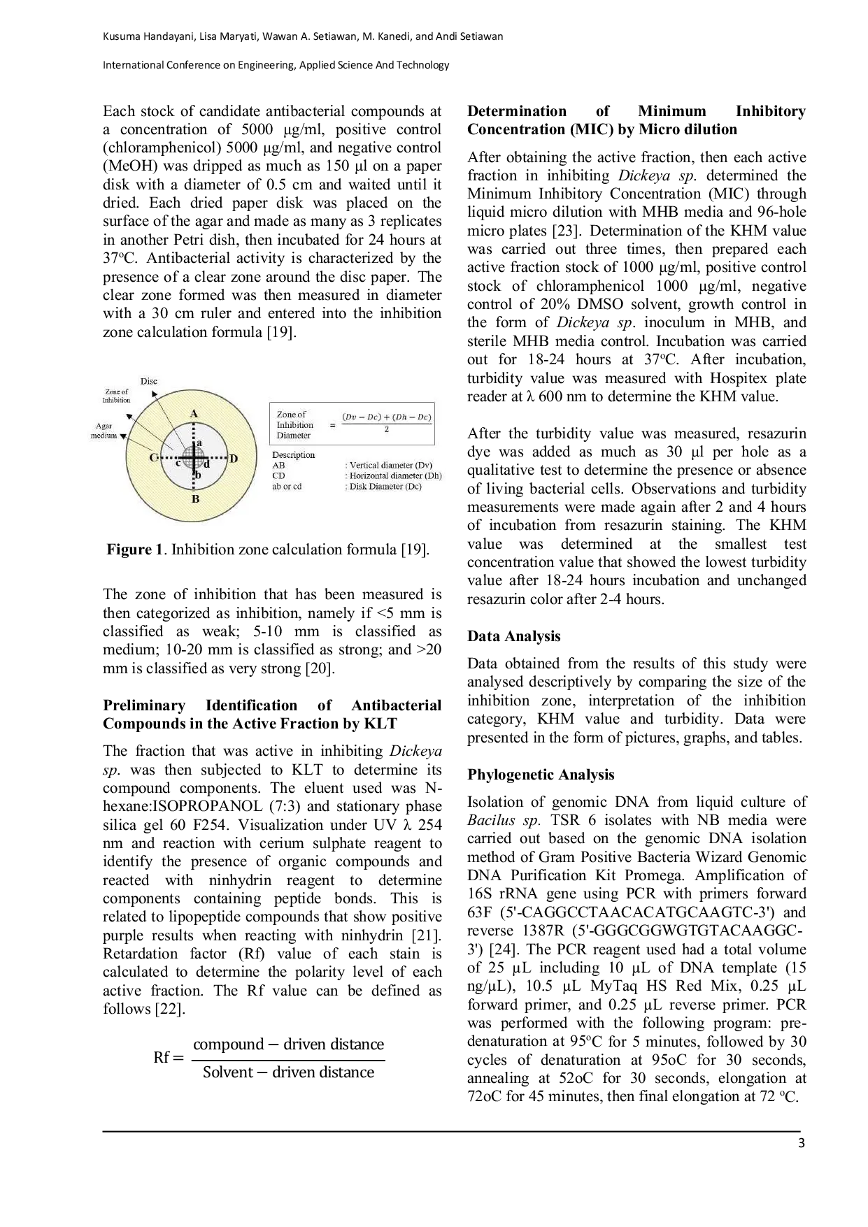 JURIS ANTIBACTERIAL ACTIVITY OF Bacillus sp ISOLATED FROM LIWA BOTANICAL GARDEN SOIL AGAINST Dickeya sp