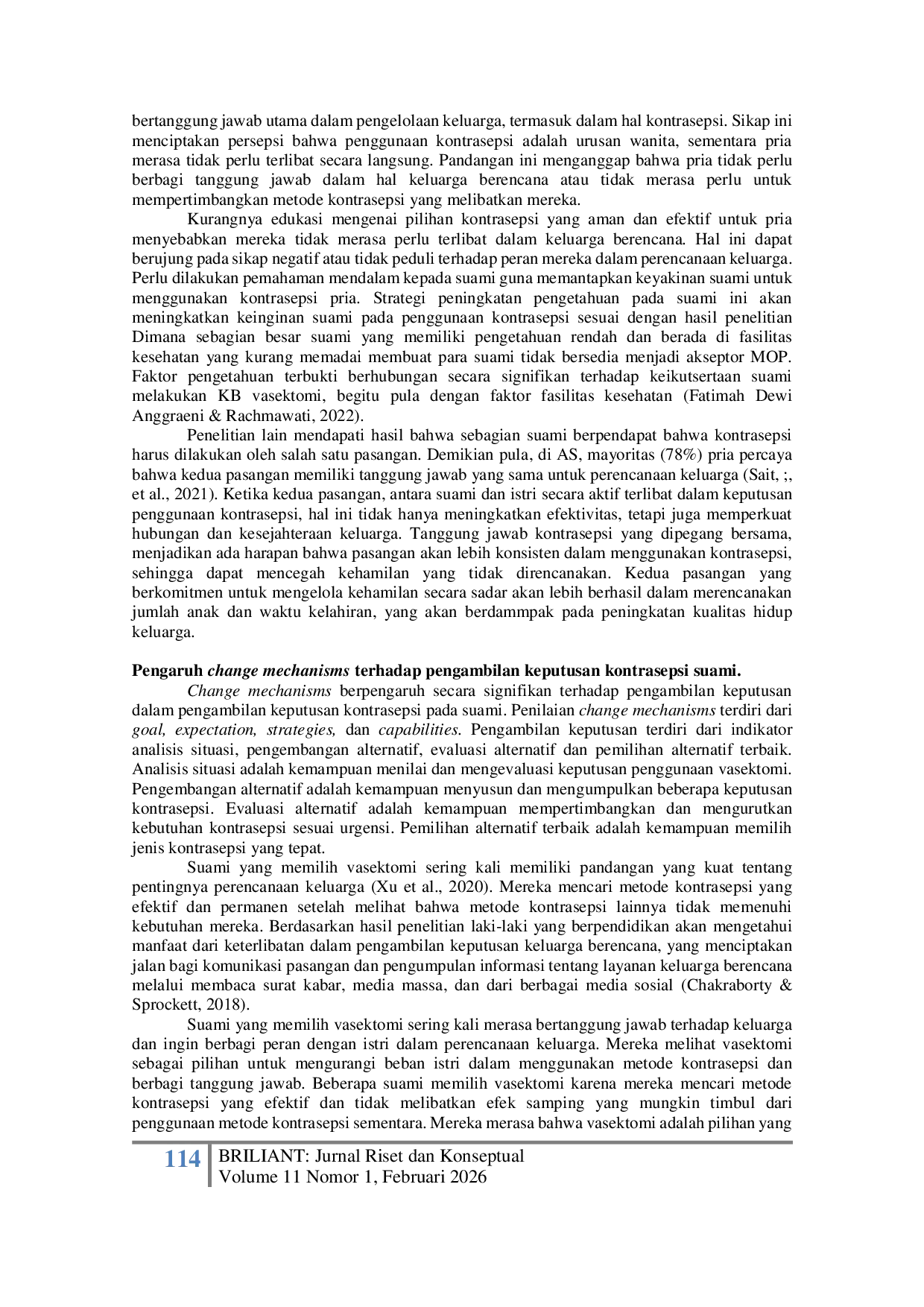 JURIS Pengaruh Attitude Toward Behavior dan Change Mechanisms terhadap Pengambilan Keputusan Vasektomi pada Suami