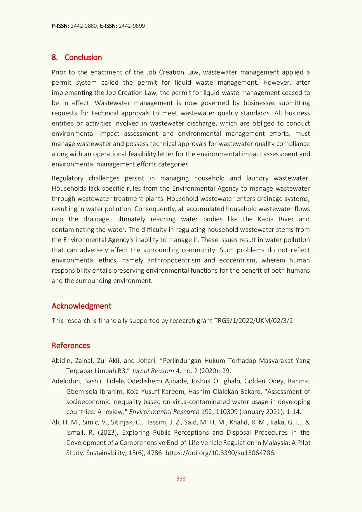 JURIS Regulatory Challenges in Wastewater Management and its Impacts on Environmental Sustainability