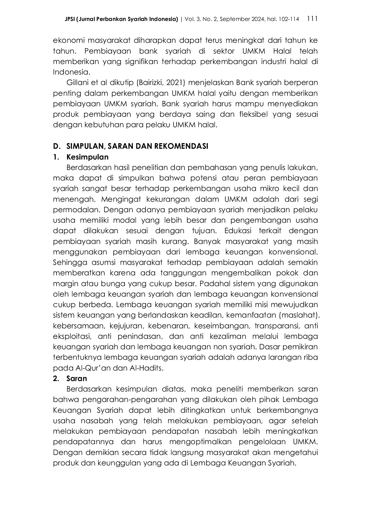 JURIS Peran Pembiayaan Syariah Dalam Pengembangan UMKM Di Indonesia