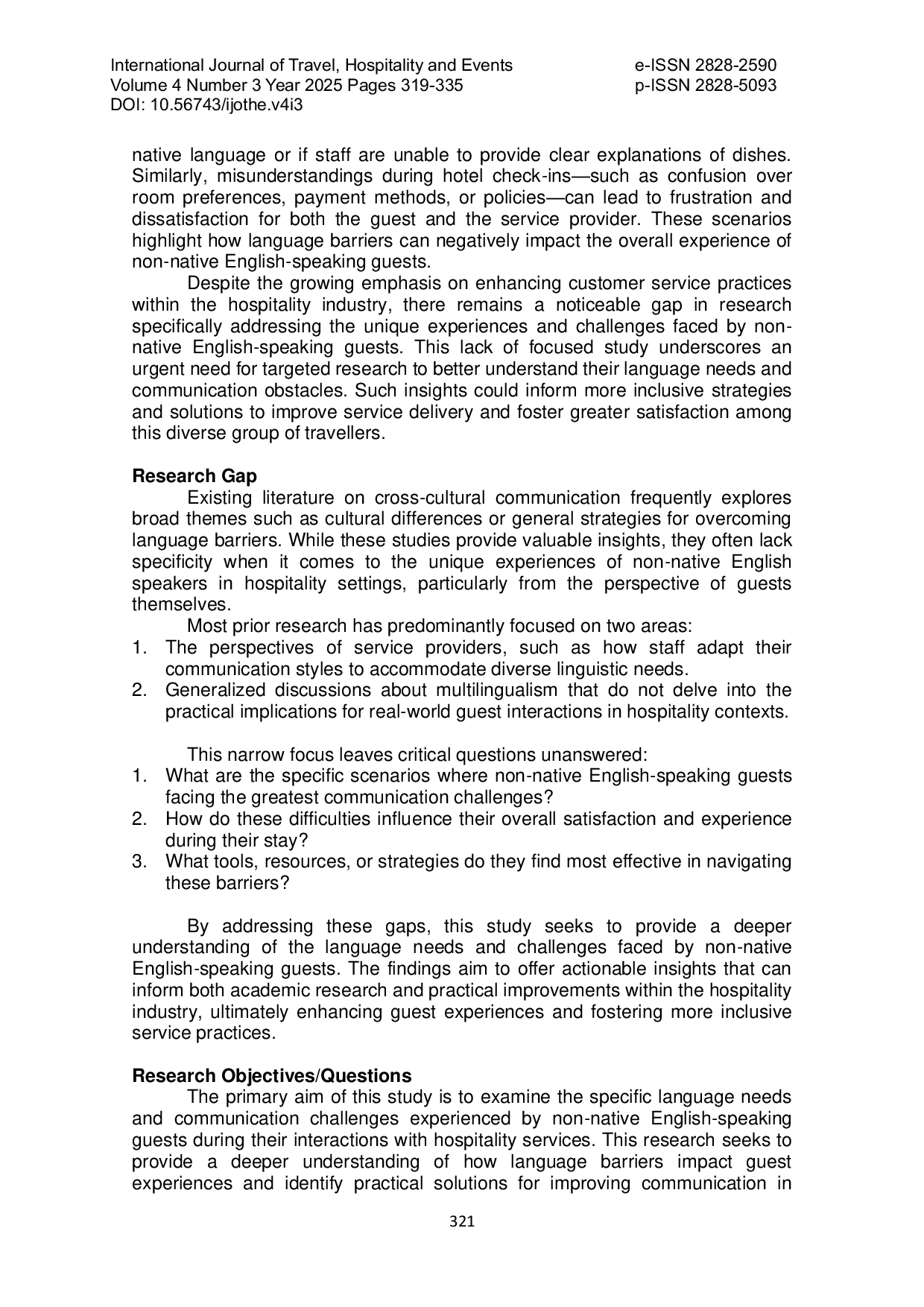 JURIS Language Needs and Challenges of Non Native English Speaking Guests