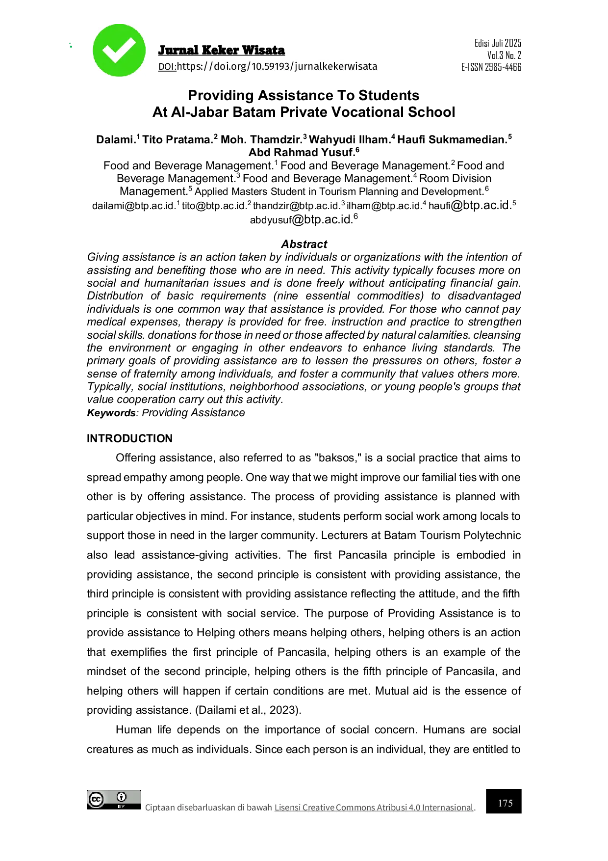 JURIS Providing Assistance To Students At Al Jabar Batam Private Vocational School