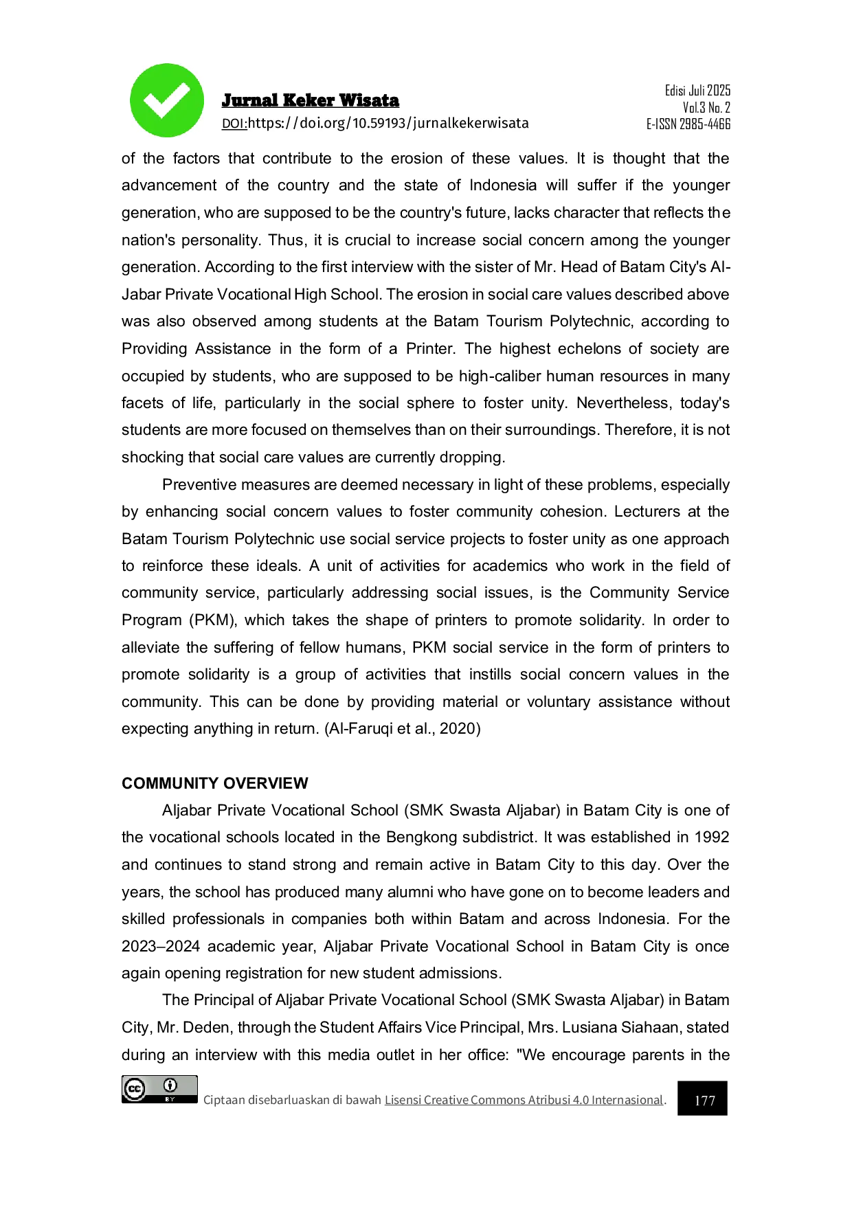 JURIS Providing Assistance To Students At Al Jabar Batam Private Vocational School