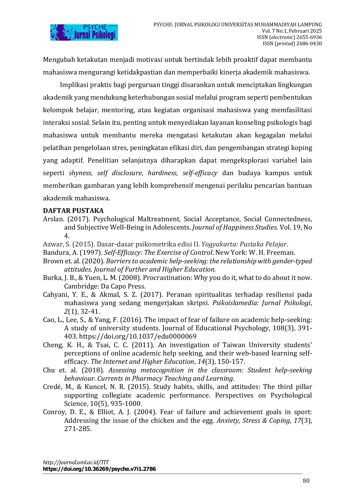 JURIS Keterhubungan Sosial dan Ketakutan Akan Kegagalan Pengaruhnya Terhadap Mencari Bantuan Akademik Pada Mahasiswa Yang Menyusun Skripsi