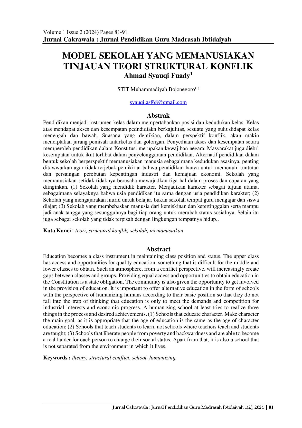 juris Model Sekolah Yang Memanusiakan Tinjauan Teori Struktural Konflik