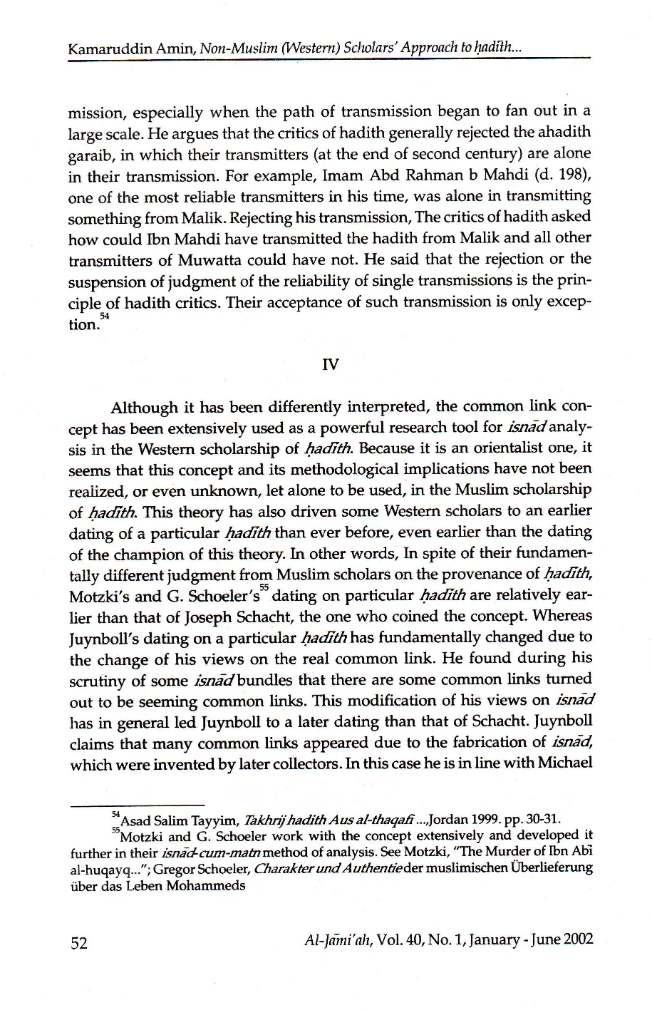 JURIS Non Muslim Western Scholars Approach to Hadith An Analytical Study on the Theory of Common Link and Single Strand