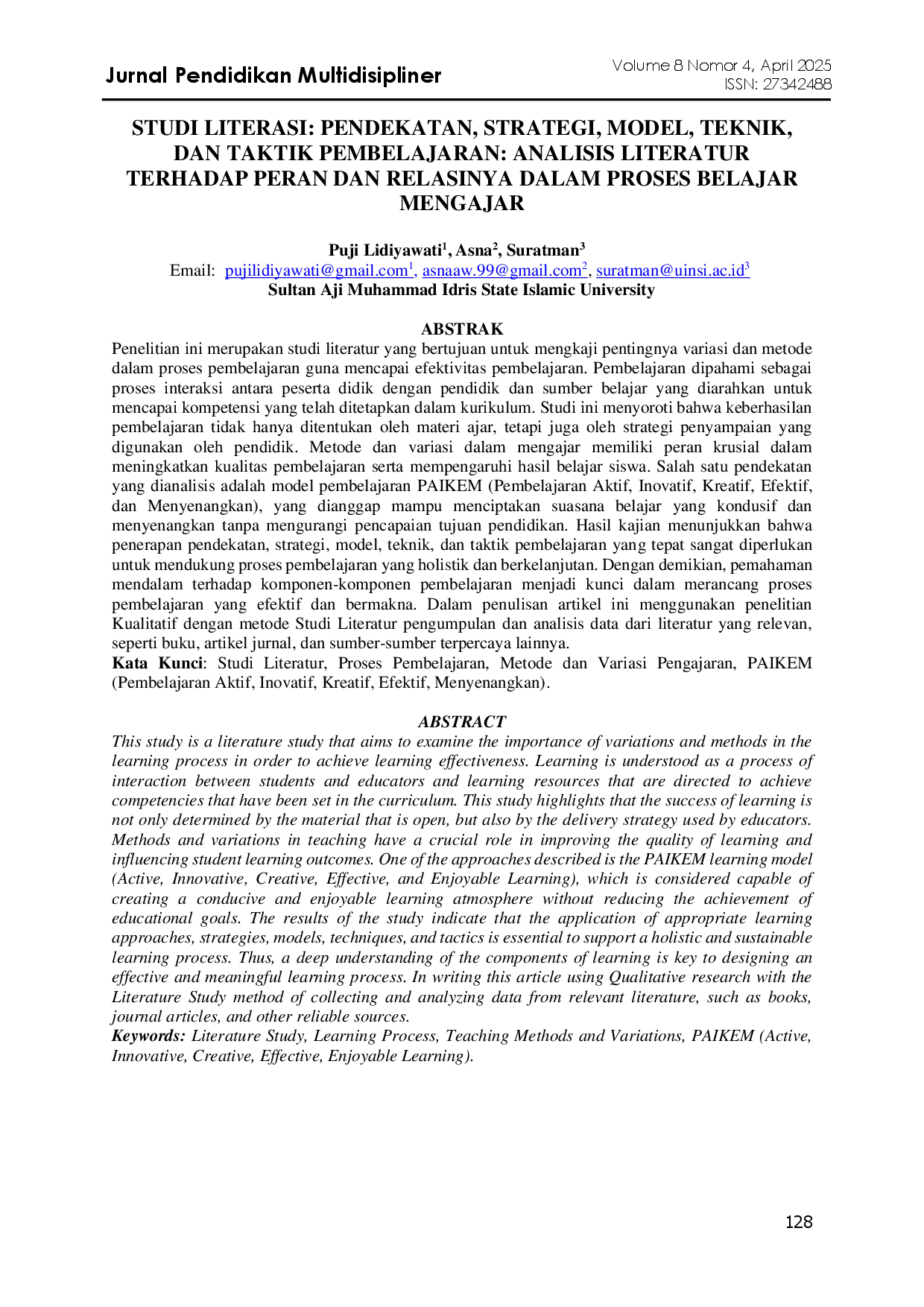 juris Studi Literasi Pendekatan Strategi Model Teknik Dan Taktik Pembelajaran Analisis Literatur Terhadap Peran Dan Relasinya Dalam Proses Belajar Mengajar