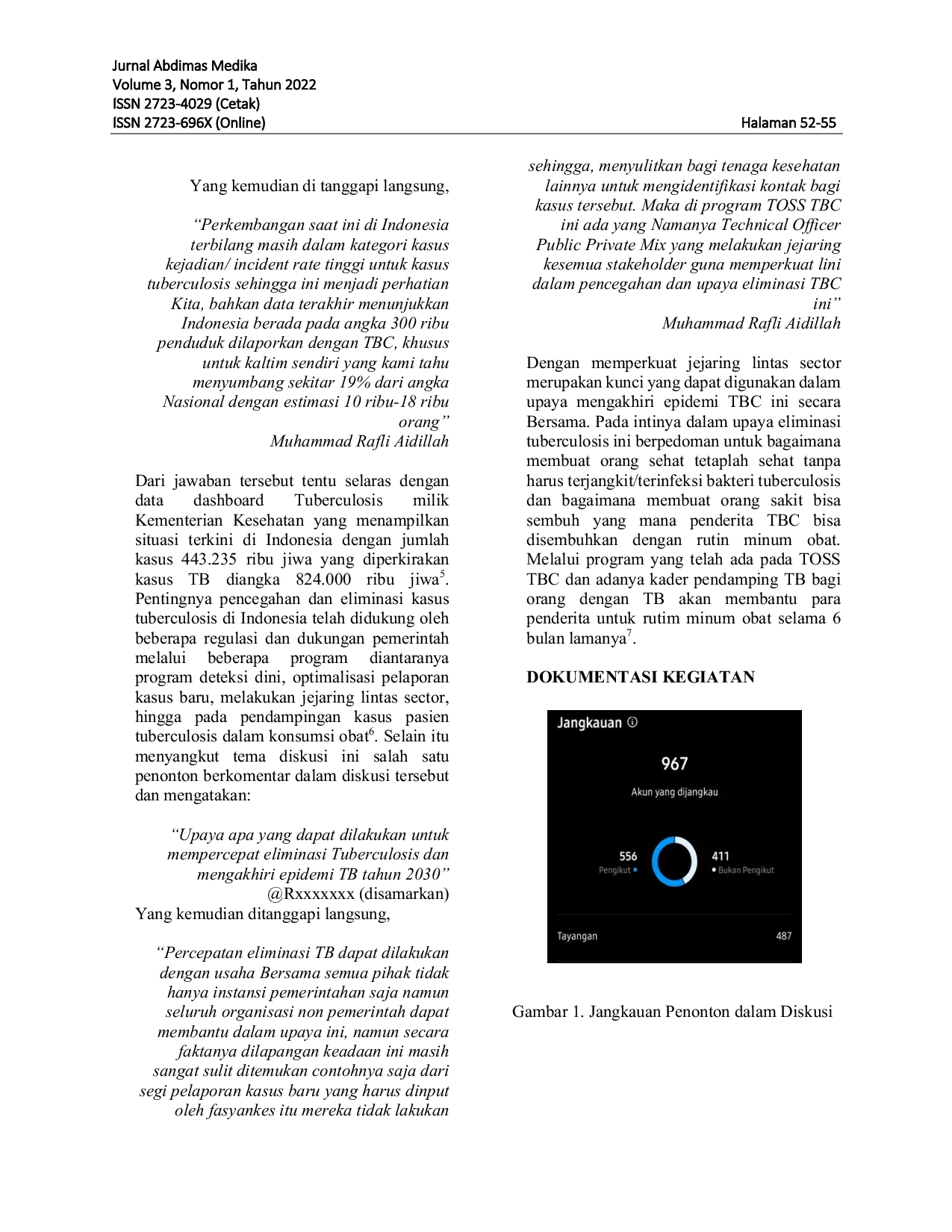 JURIS Sosialisasi Upaya Eliminasi Tuberculosis Melalui Peran Komunitas