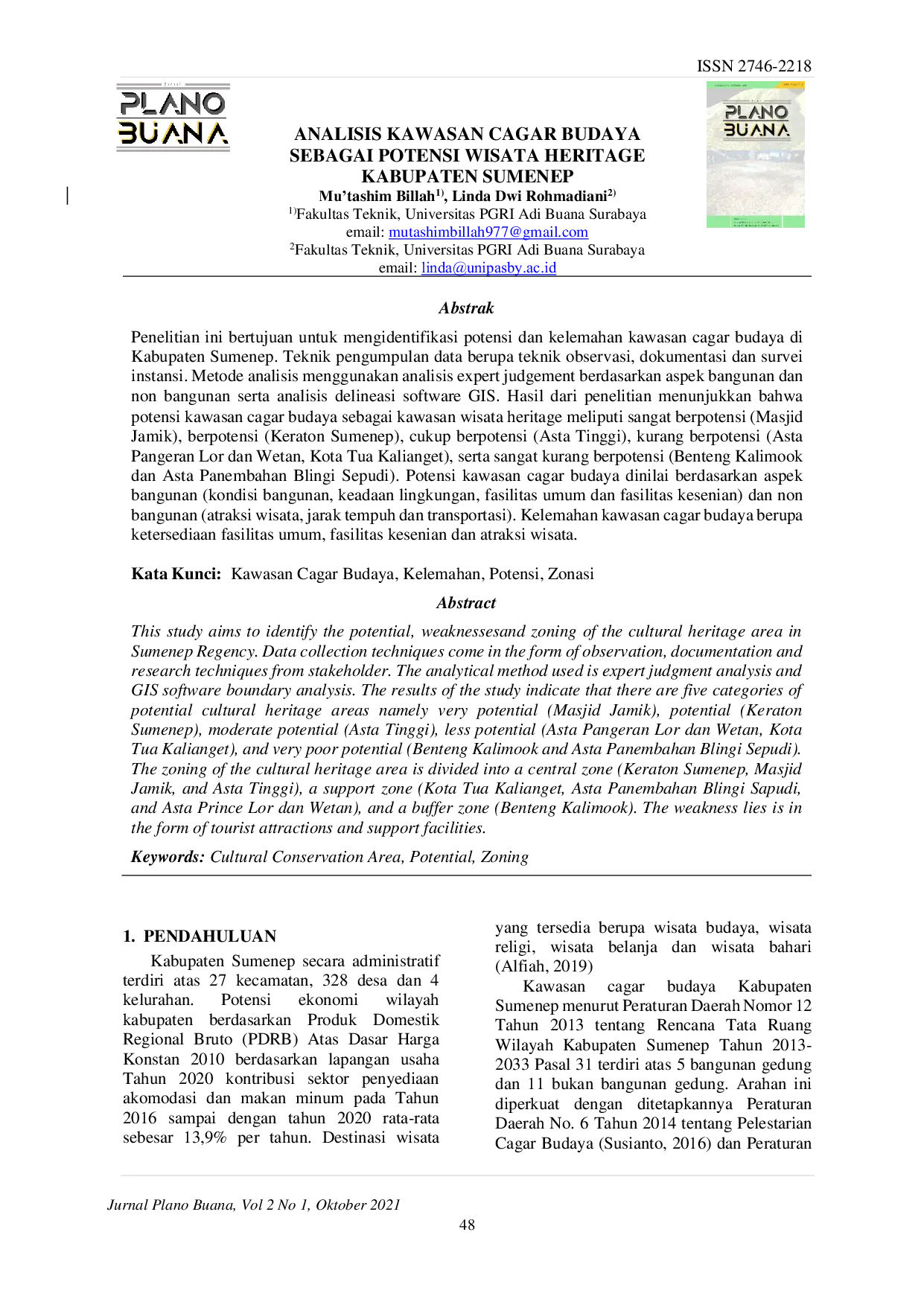 JURIS Potensi dan Zonasi Kawasan Cagar Budaya Di Kabupaten Sumenep