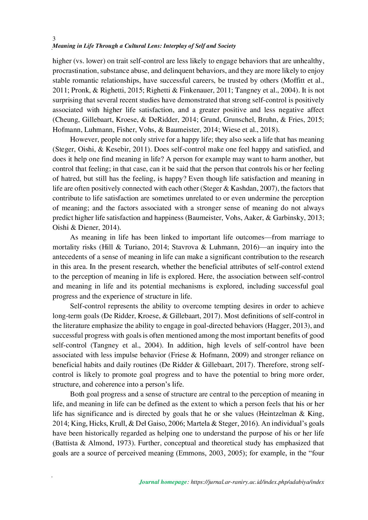 JURIS Meaning in Life Through a Cultural Lens Interplay of Self and Society