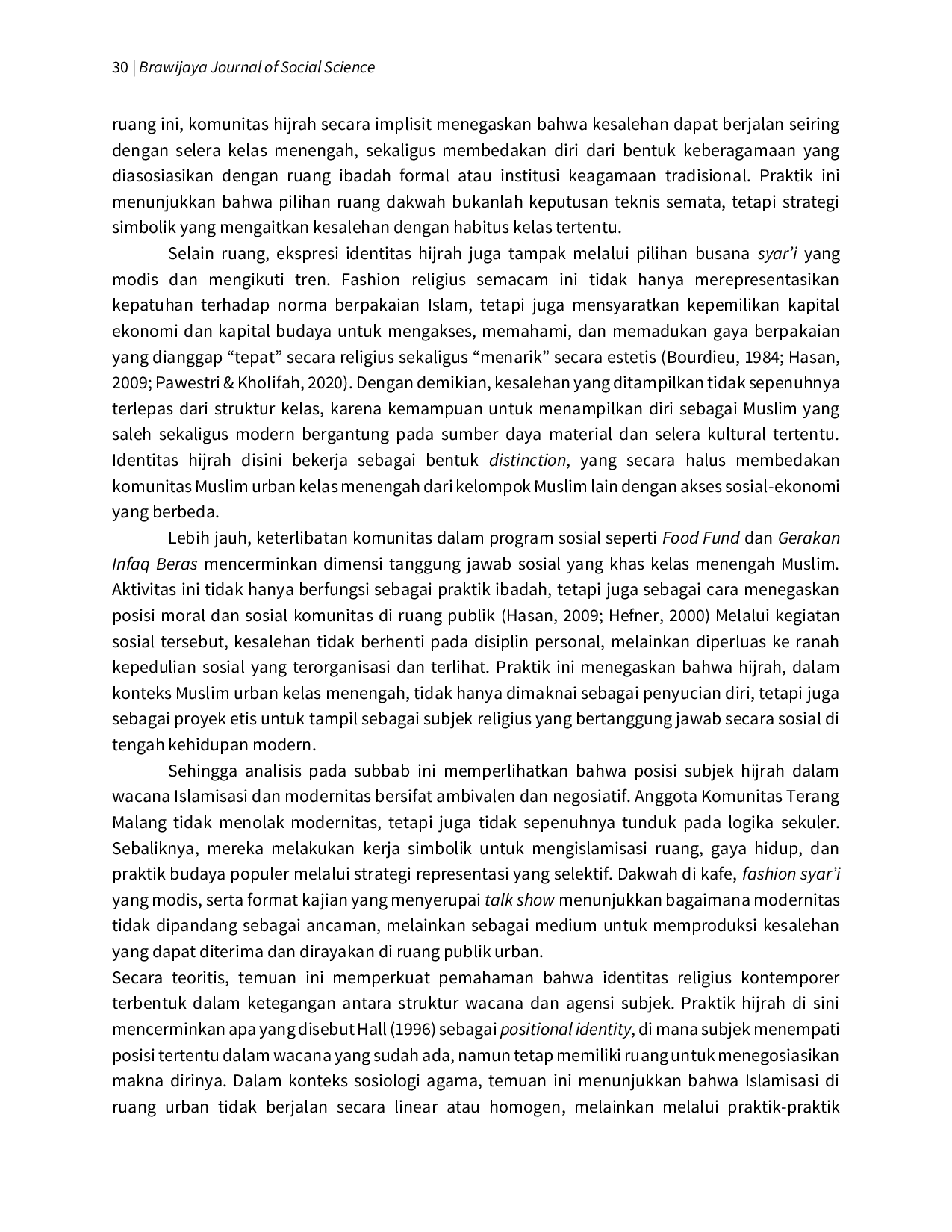 JURIS Identitas dan Praktik Representasional Komunitas Hijrah Urban