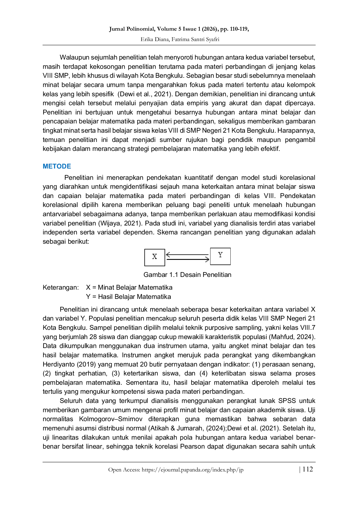 JURIS Hubungan antara Minat Belajar dengan Hasil Belajar Matematika Siswa Kelas VIII pada Materi Perbandingan